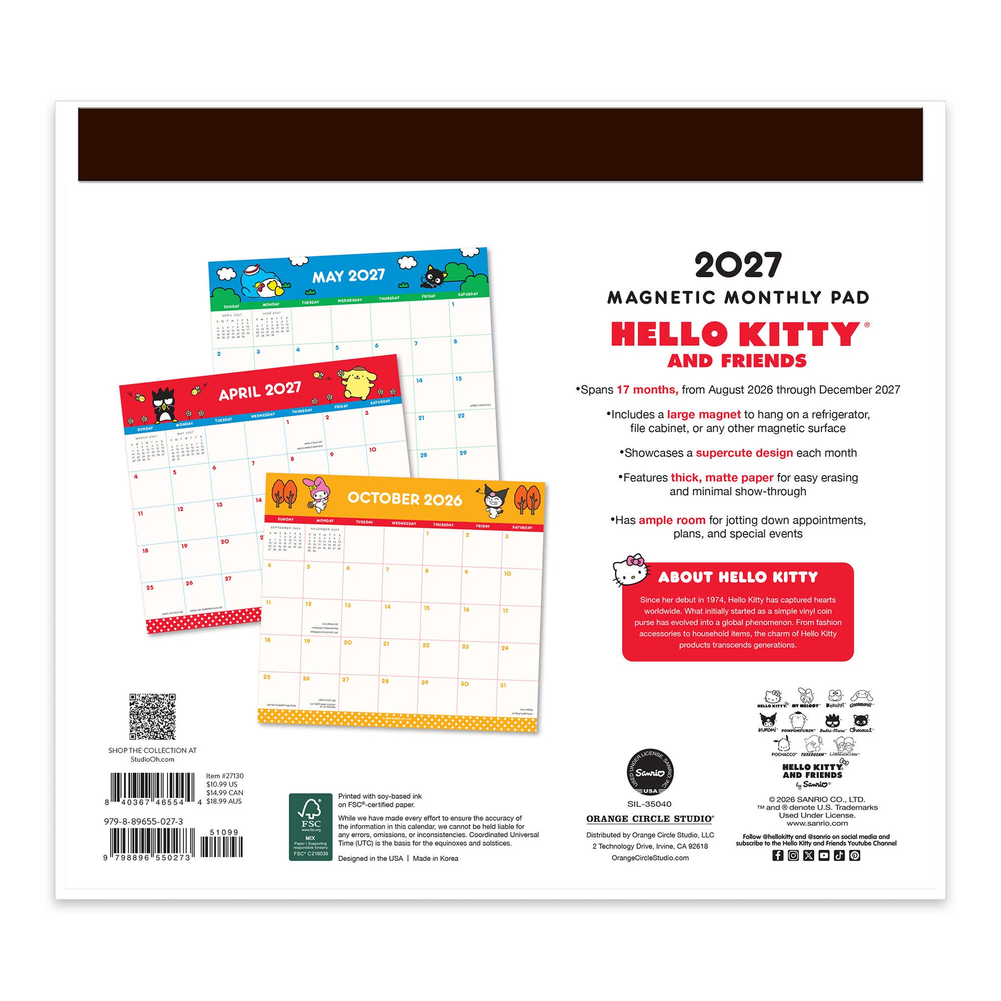 2027 Hello Kitty® and Friends Retro Magnetic Monthly Pad