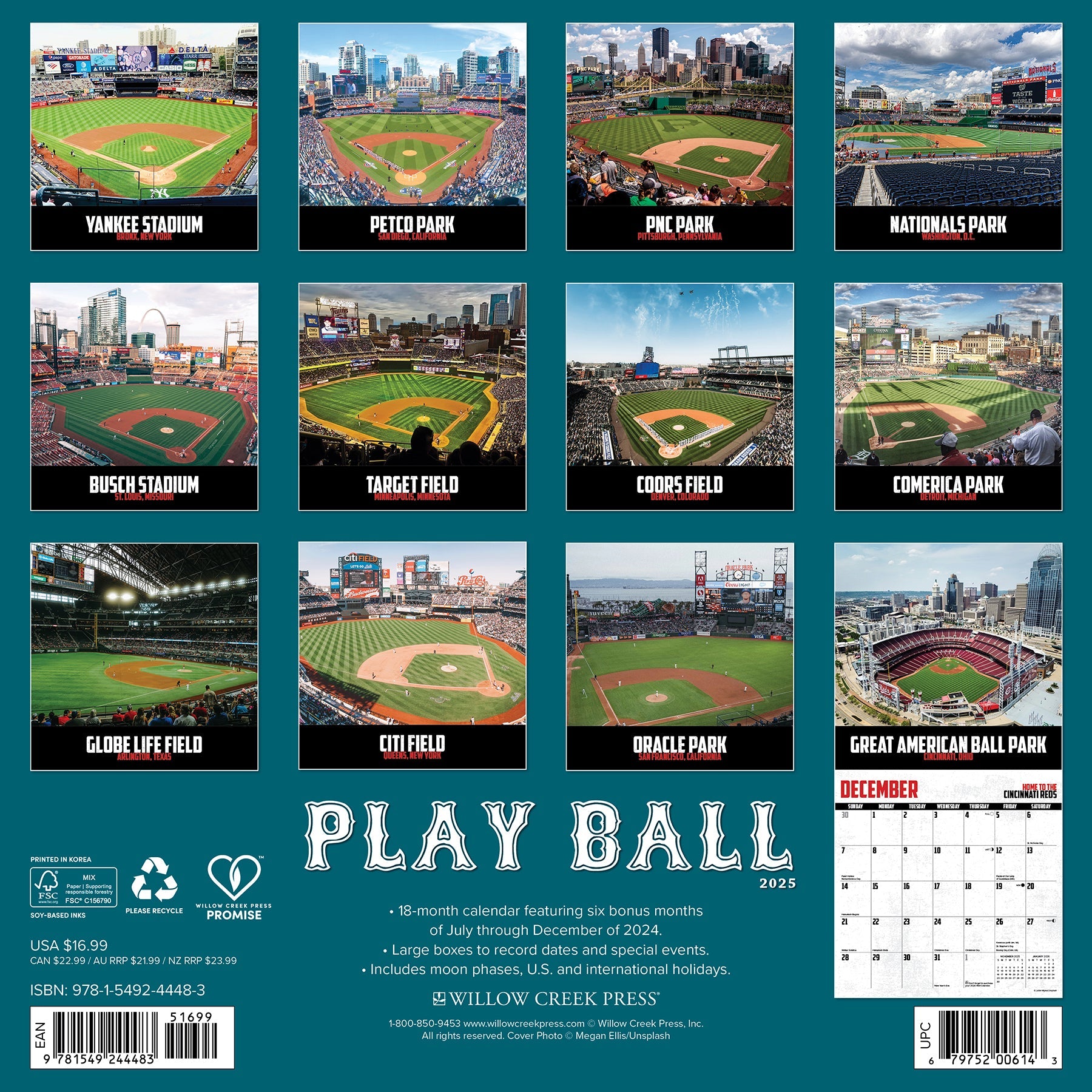 2025 Play Ball - Square Wall Calendar