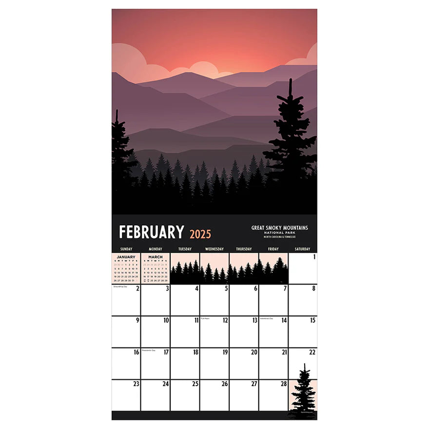 2025 National Parks-Art - Square Wall Calendar