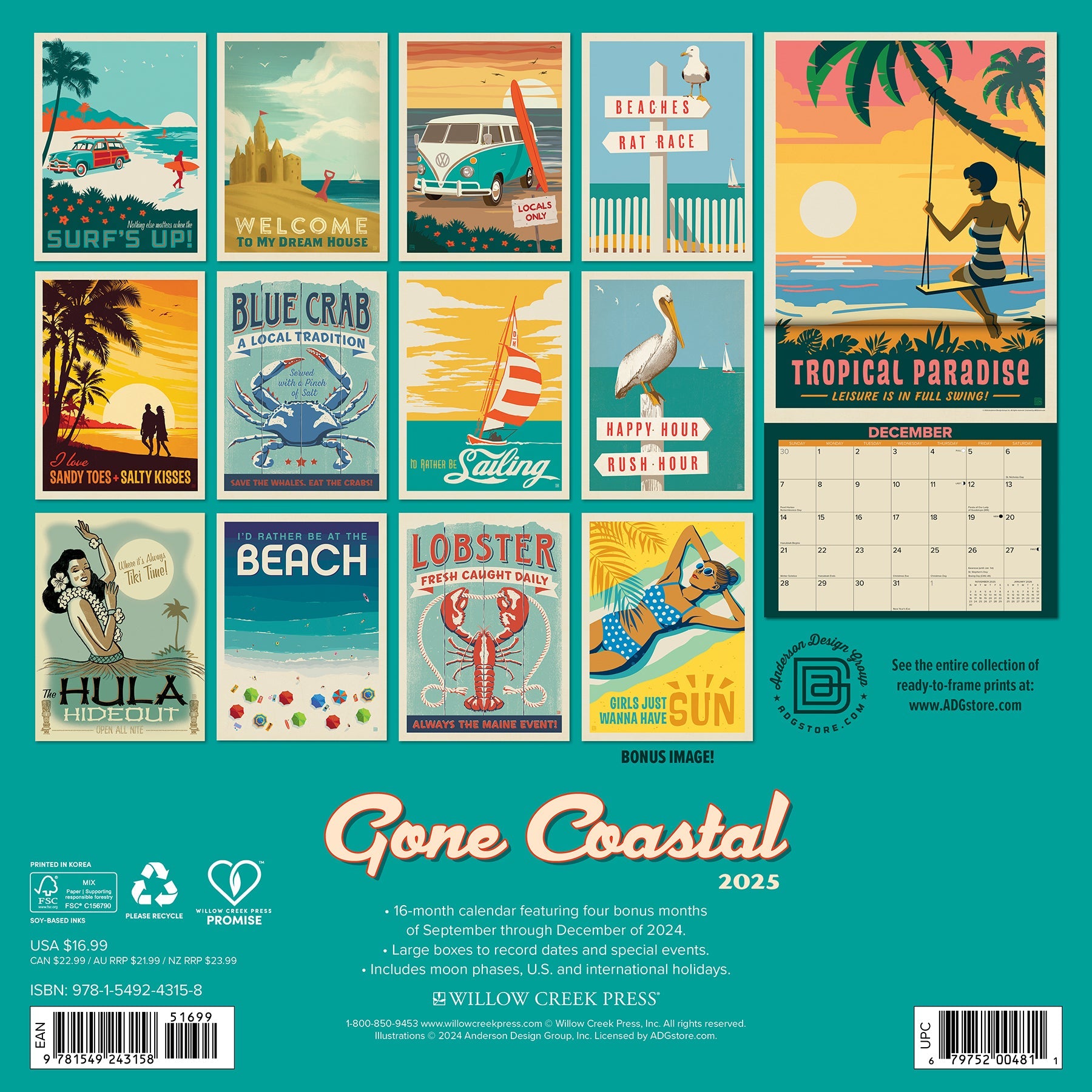 2025 Gone Coastal (ADG) - Square Wall Calendar