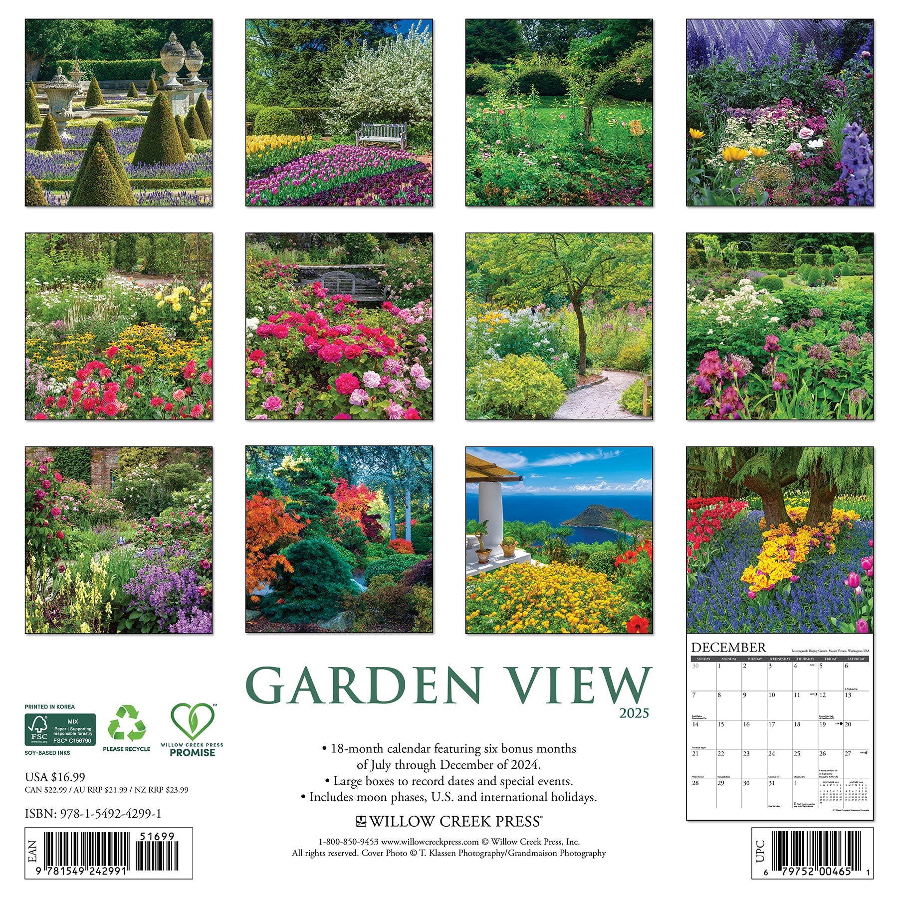 2025 Garden View - Square Wall Calendar