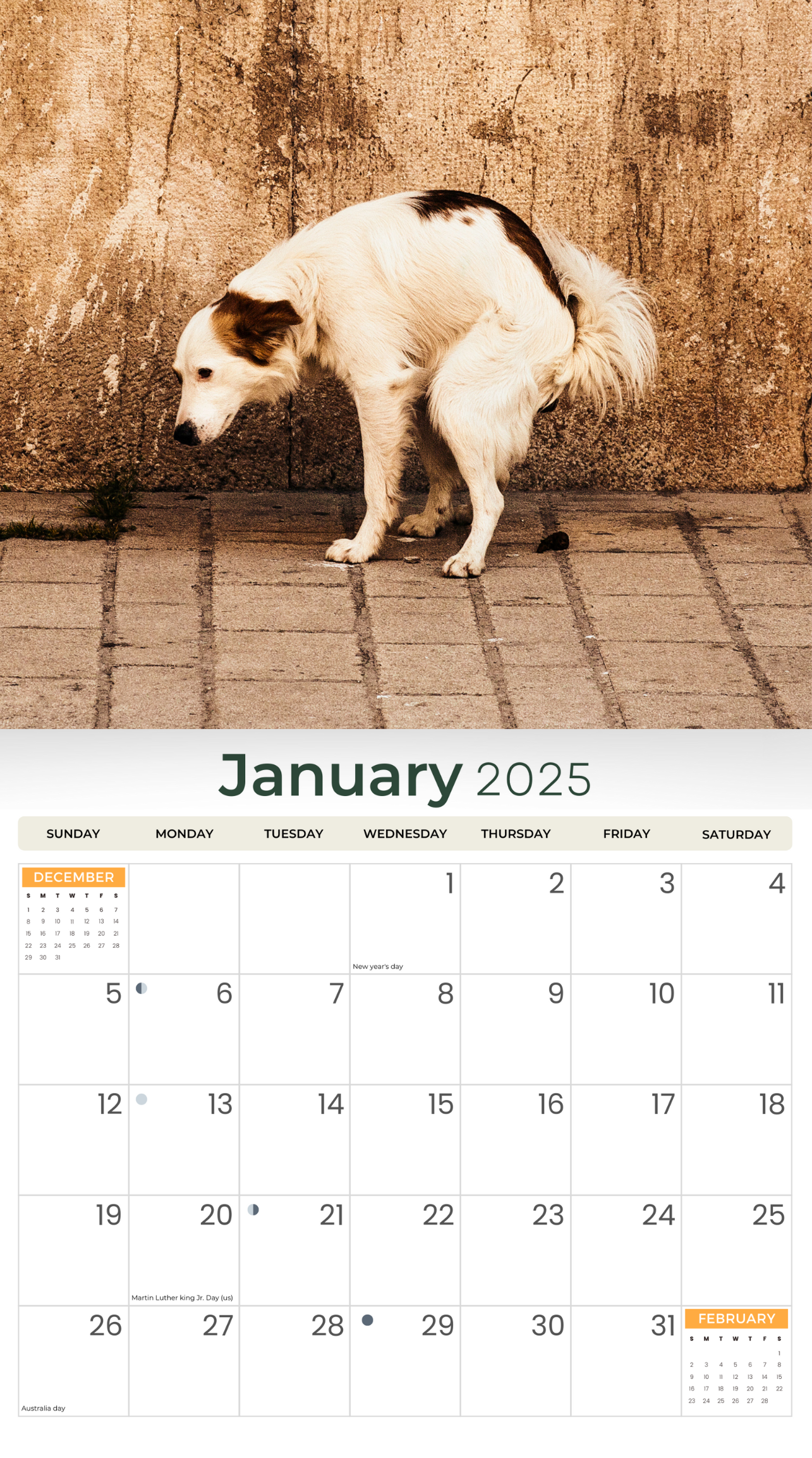 2025 Oh Crap (Pooping Dogs) - Deluxe Wall Calendar