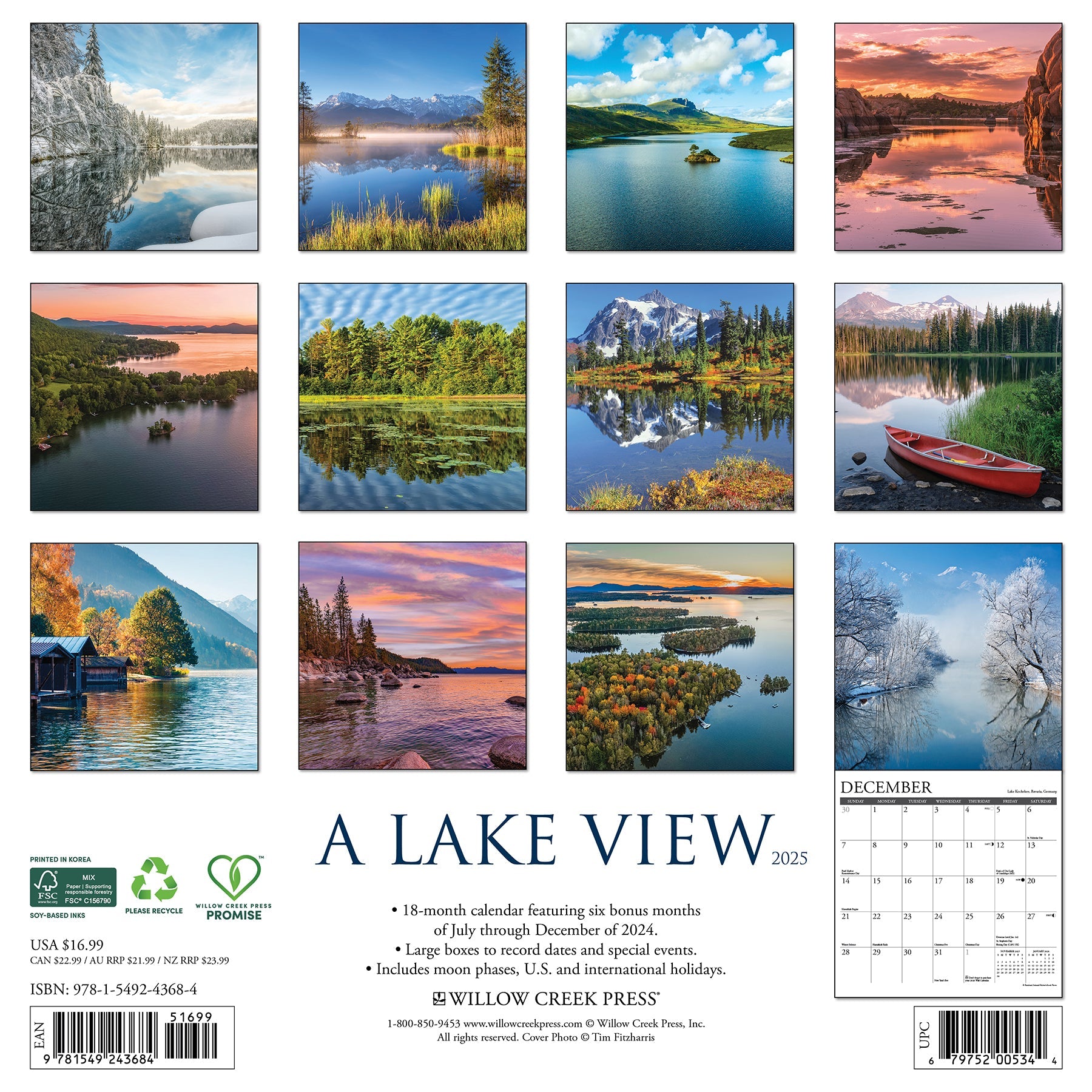 2025 Lake View - Square Wall Calendar