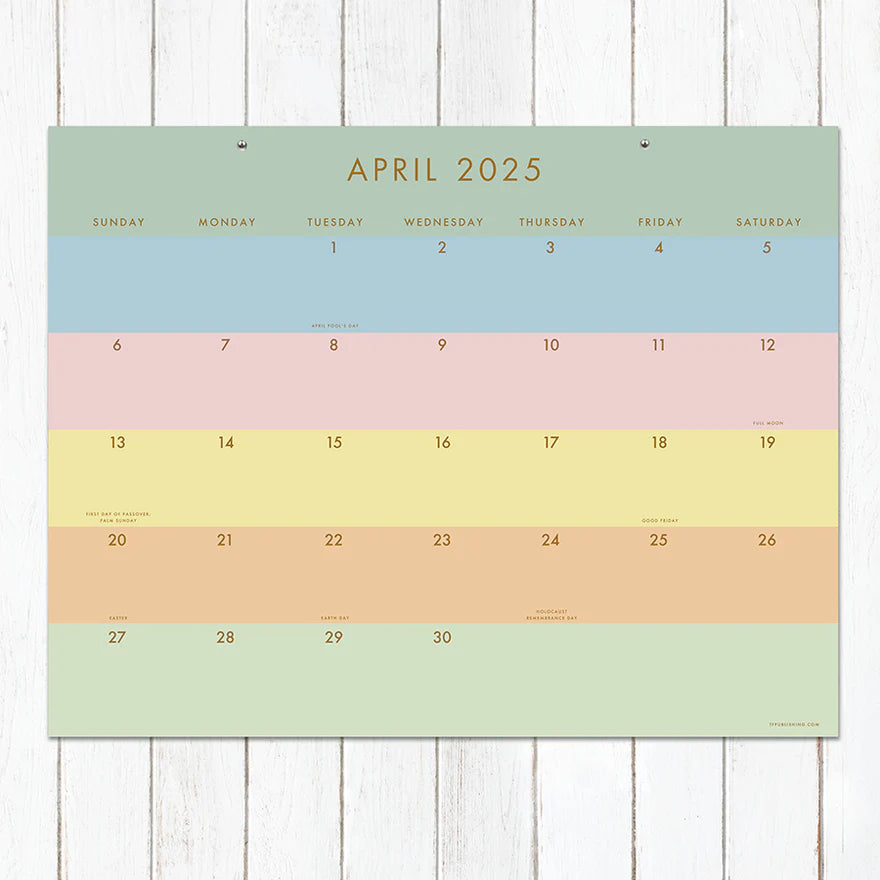2025 Super Stripe - Monthly Large Desk Pad Blotter Calendar