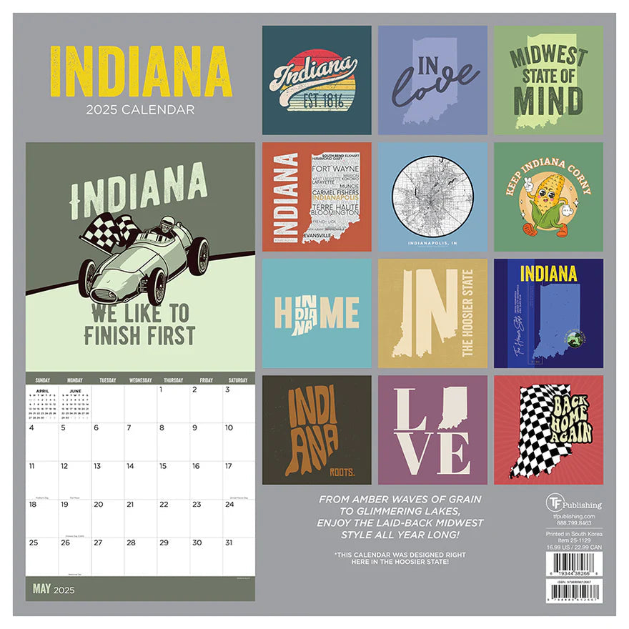 2025 Home: Indiana - Square Wall Calendar