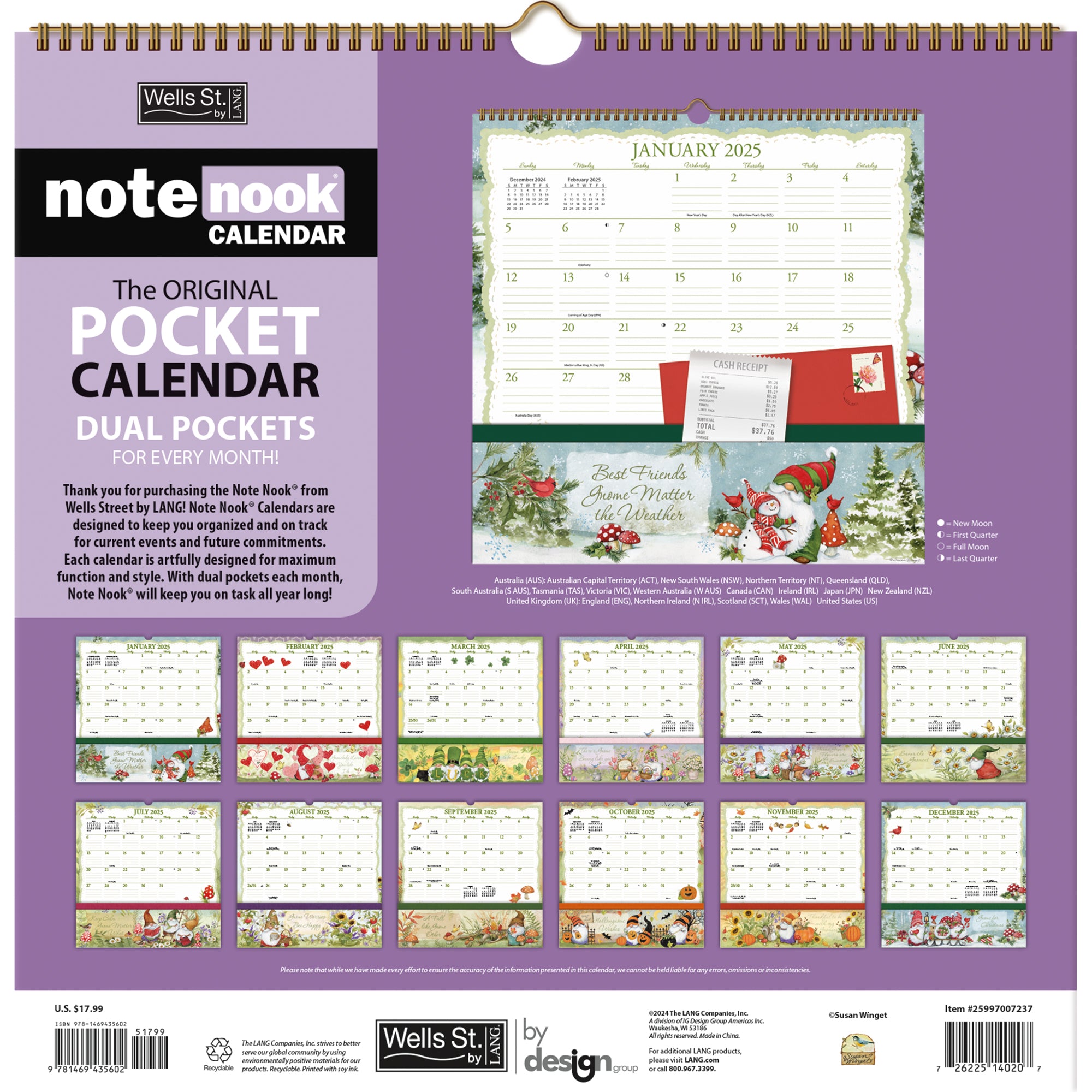 2025 Gnomes - LANG Note Nook Square Wall Calendar
