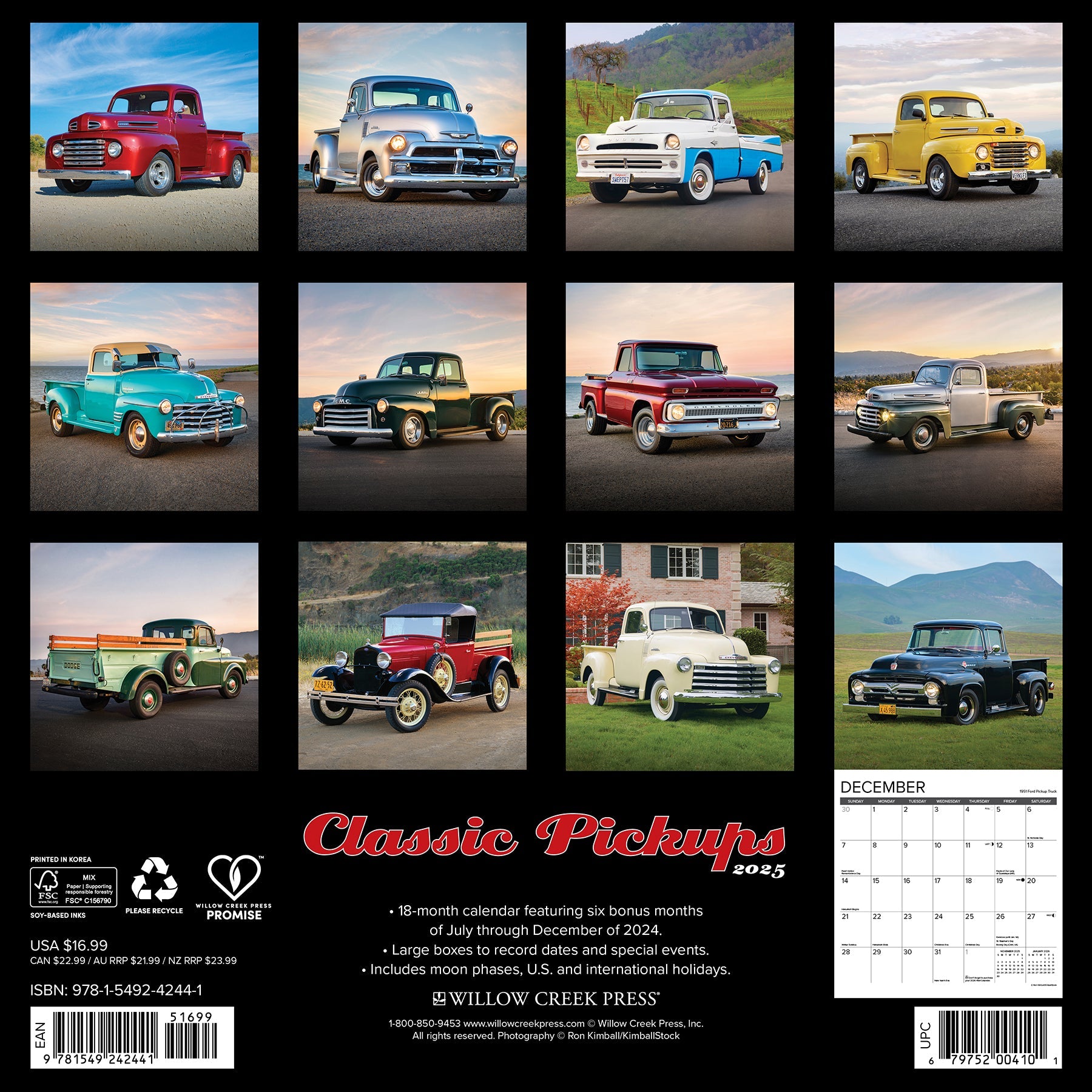 2025 Classic Pickups - Square Wall Calendar