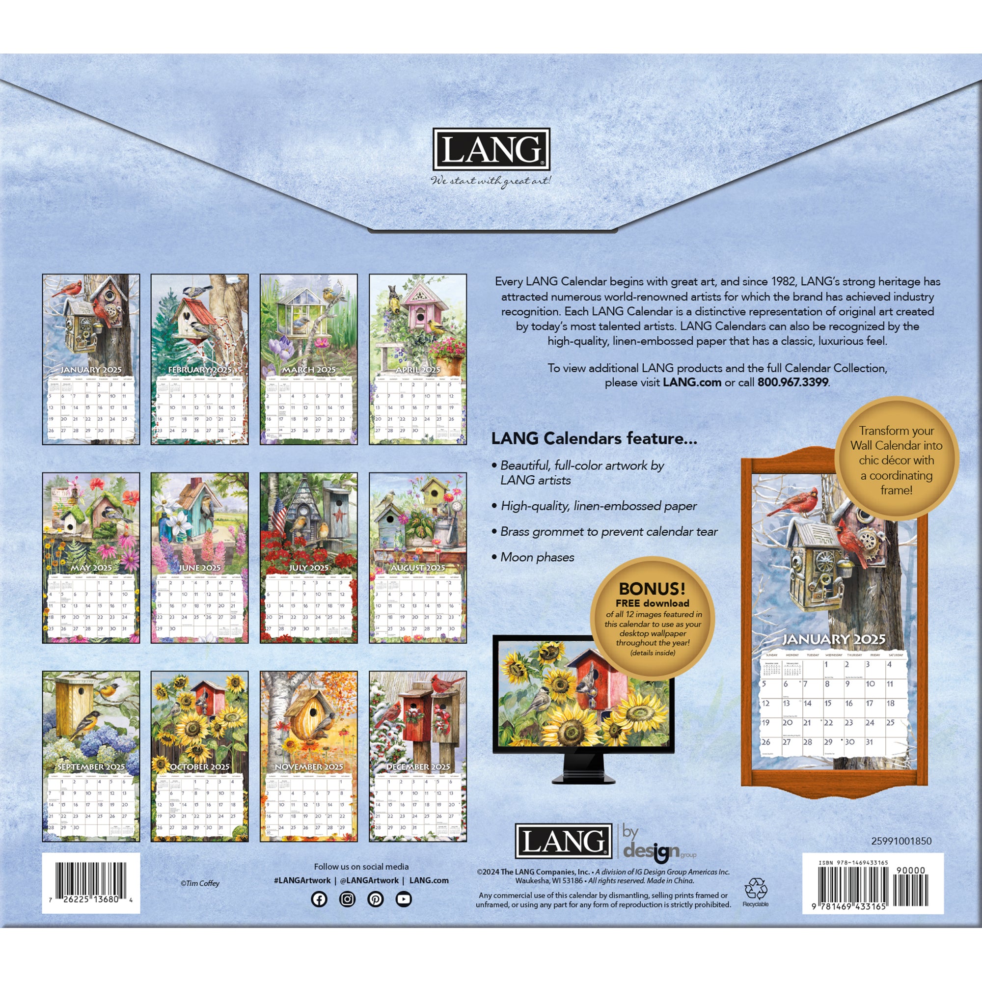 2025 Birdhouses by Tim Coffey - LANG Deluxe Wall Calendar