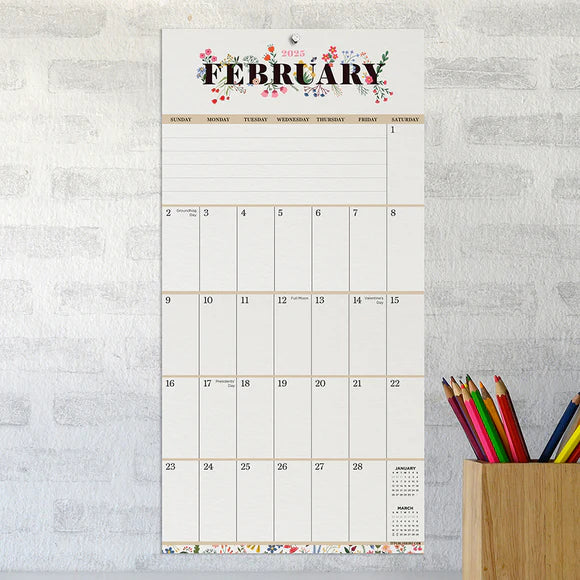 2025 Big Grid-Floral - Mini Wall Calendar
