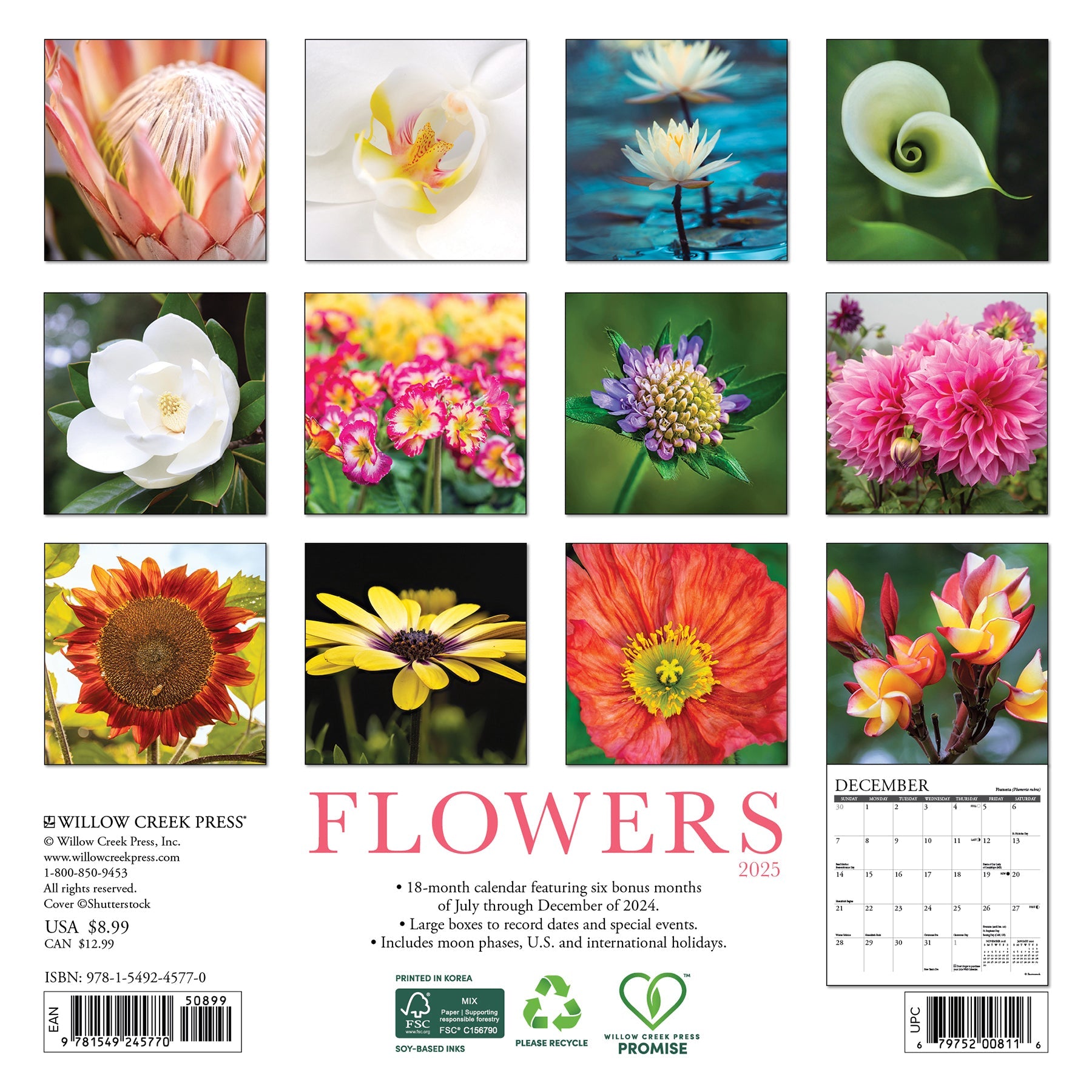 2025 Flowers - Mini Wall Calendar