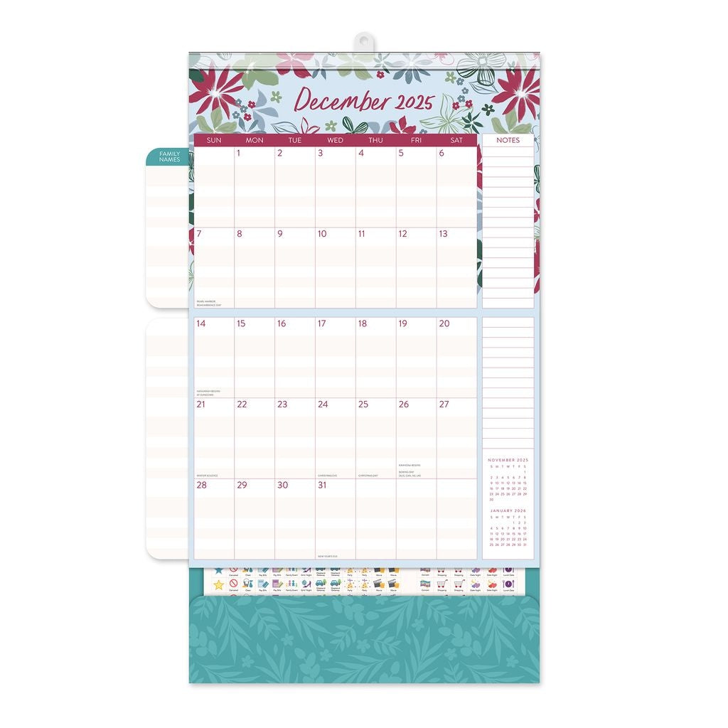 2025 Secret Garden Do It All Wall Family Planner - Deluxe Wall Calendar by Orange Circle Studio