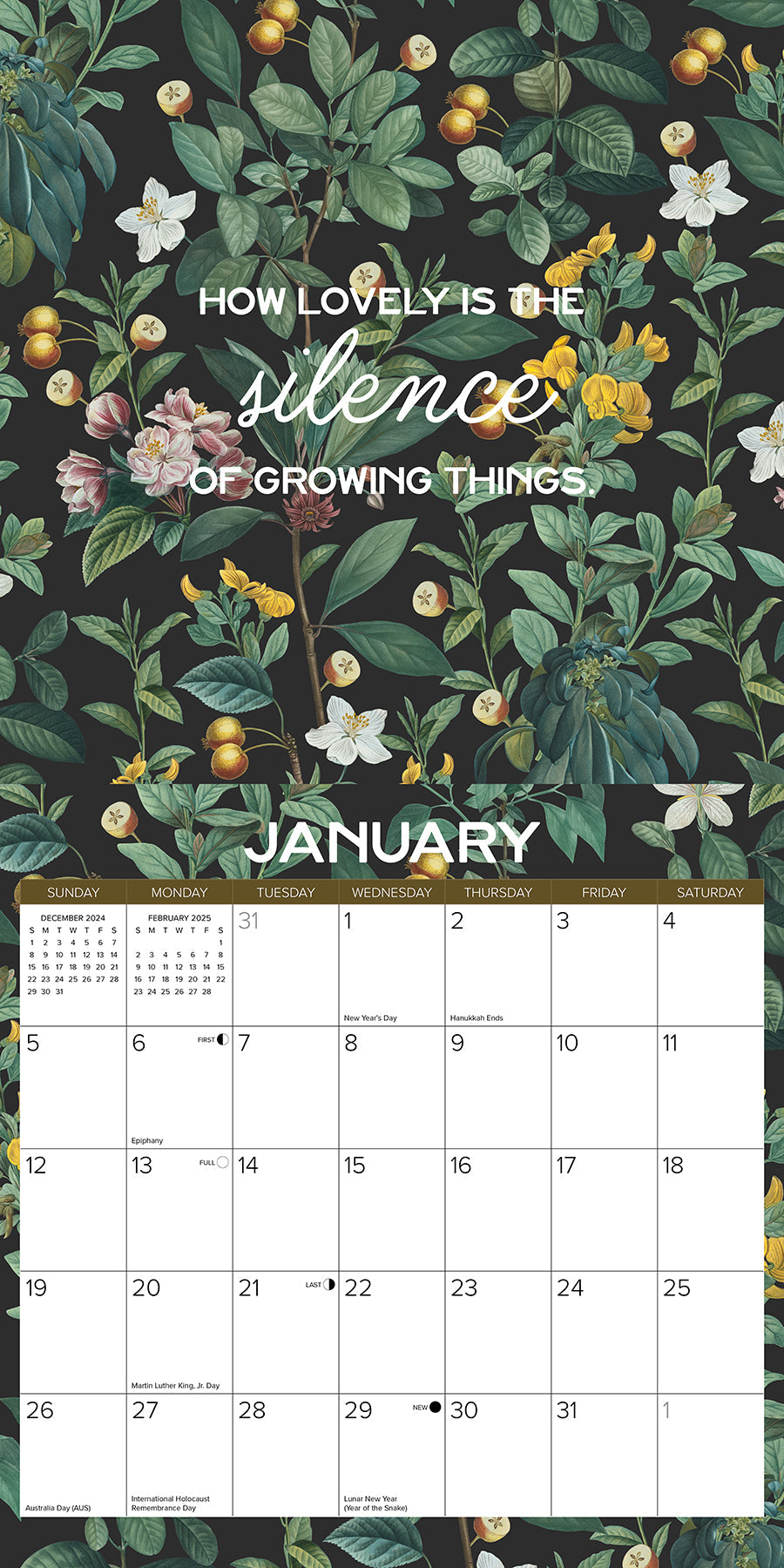 2025 Botanical Year (w/foil) - Square Wall Calendar