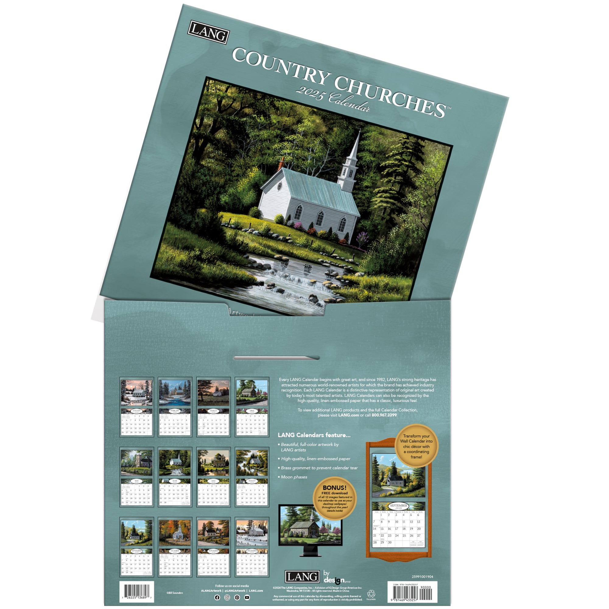 2025 Country Churches By Bill Saunders - LANG Deluxe Wall Calendar