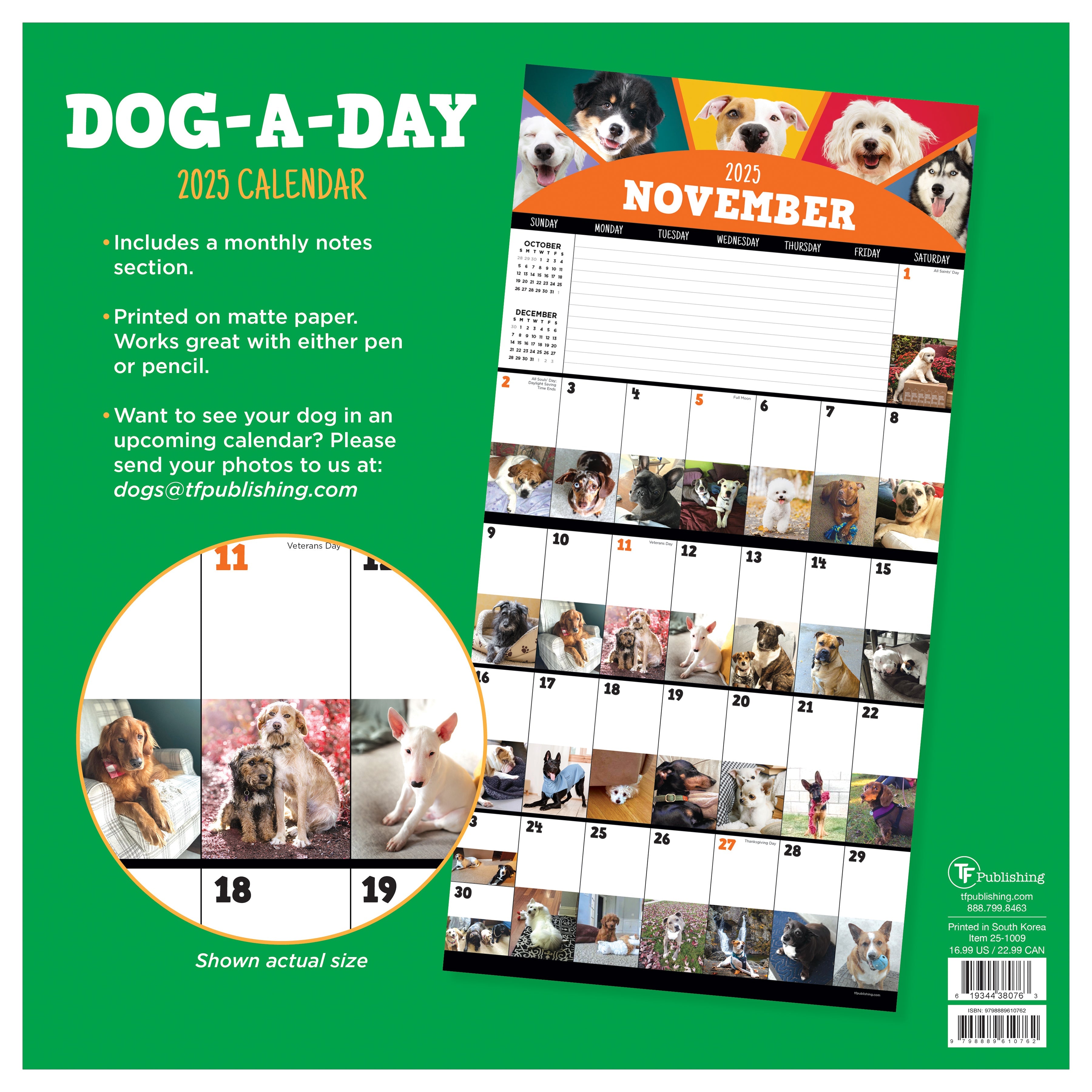 2025 Dog-A-Day - Square Wall Calendar