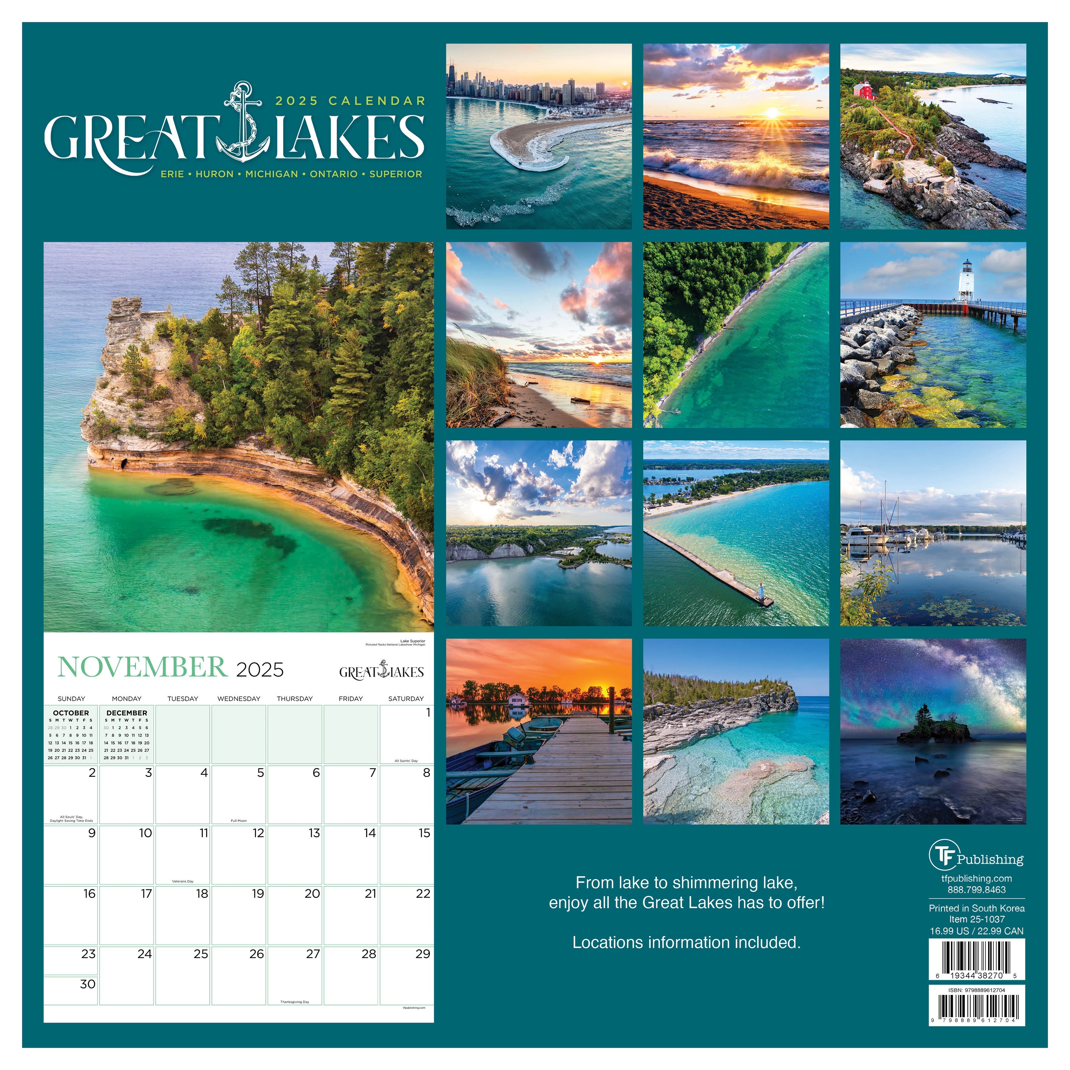 2025 Great Lakes - Square Wall Calendar