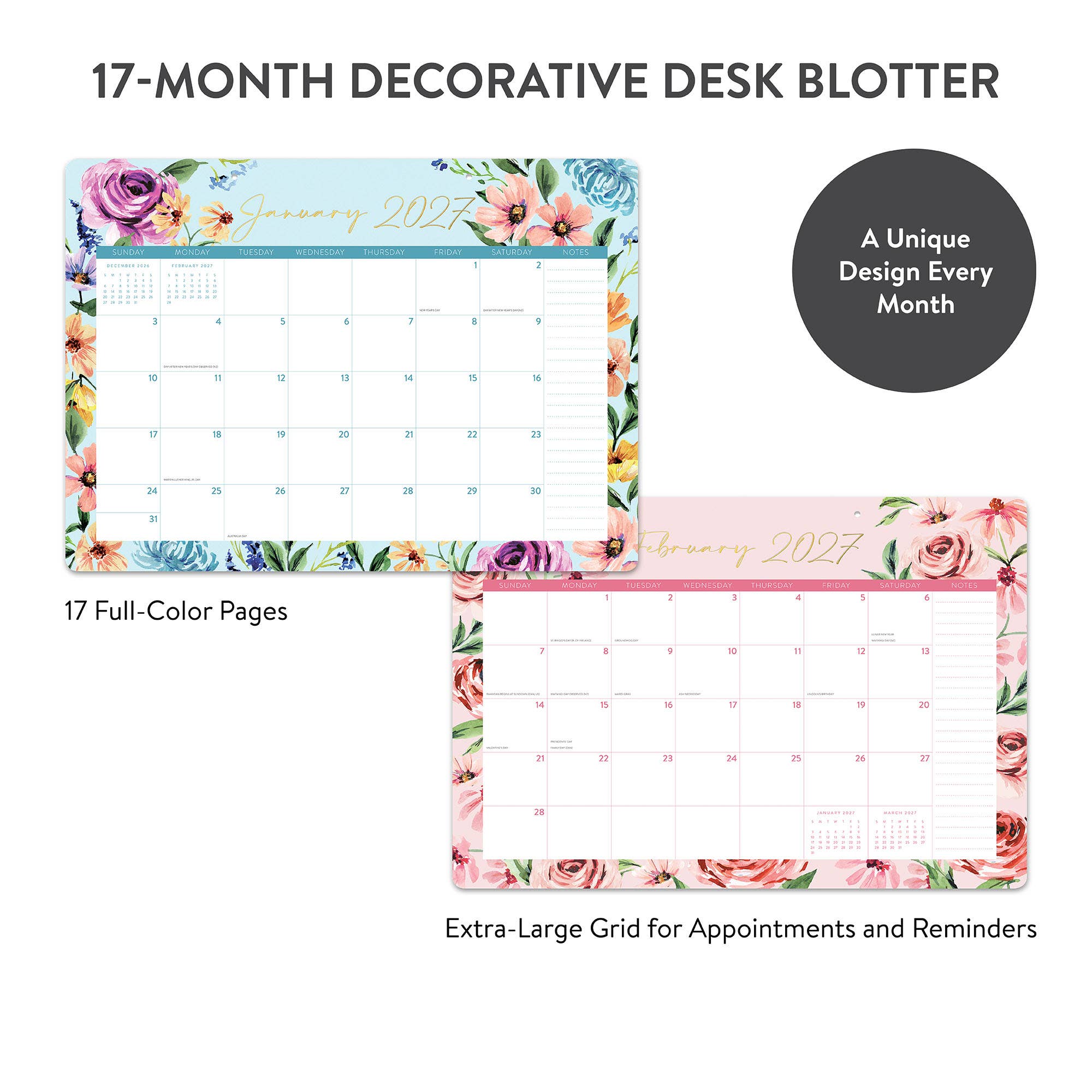 2027 Bella Flora Decorative Desk Blotter