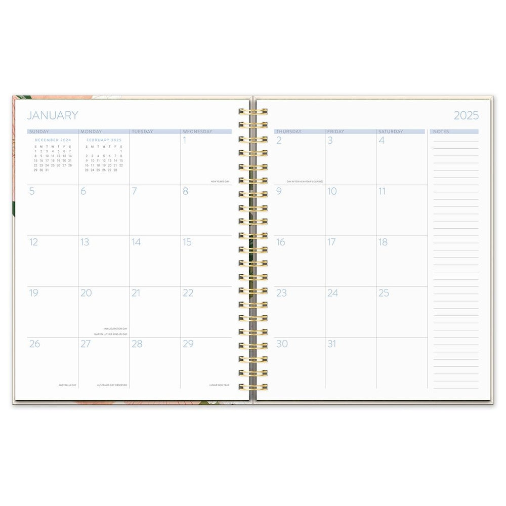 2025 Bella Flora - XL Spiral Weekly & Monthly Diary/Planner by Orange Circle Studio