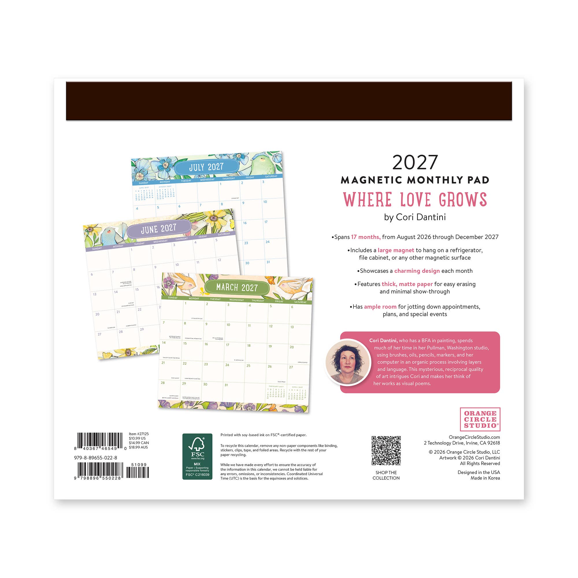 2027 Where Love Grows Magnetic Monthly Pad