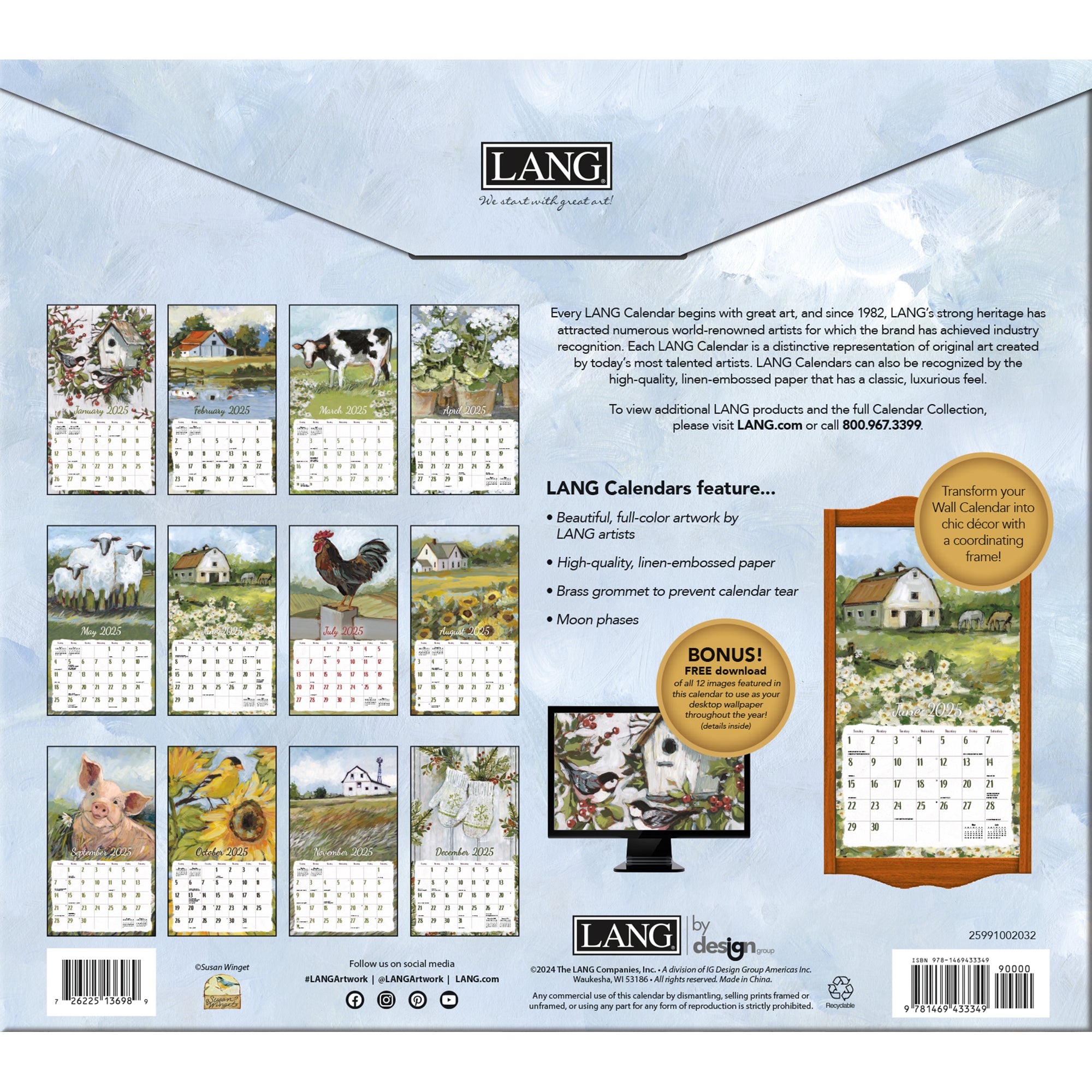 2025 Fields Of Home By Susan Winget - LANG Deluxe Wall Calendar