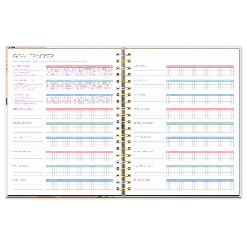 2025 Bella Flora - XL Spiral Weekly & Monthly Diary/Planner by Orange Circle Studio