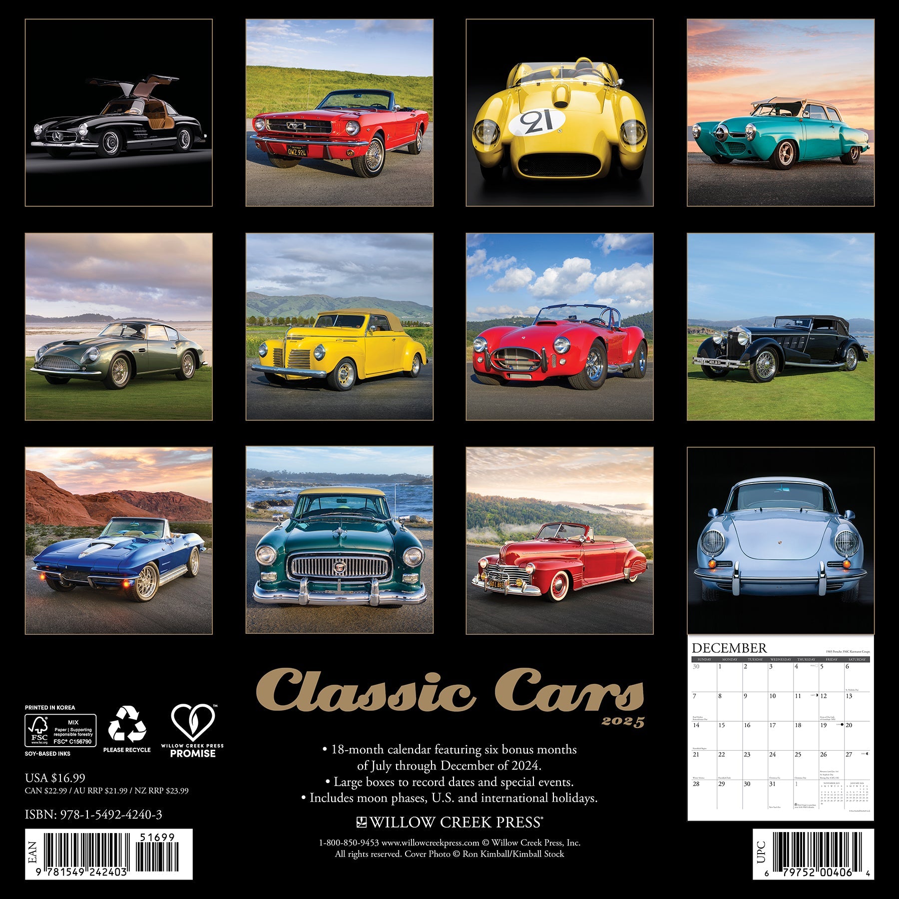 2025 Classic Cars - Square Wall Calendar