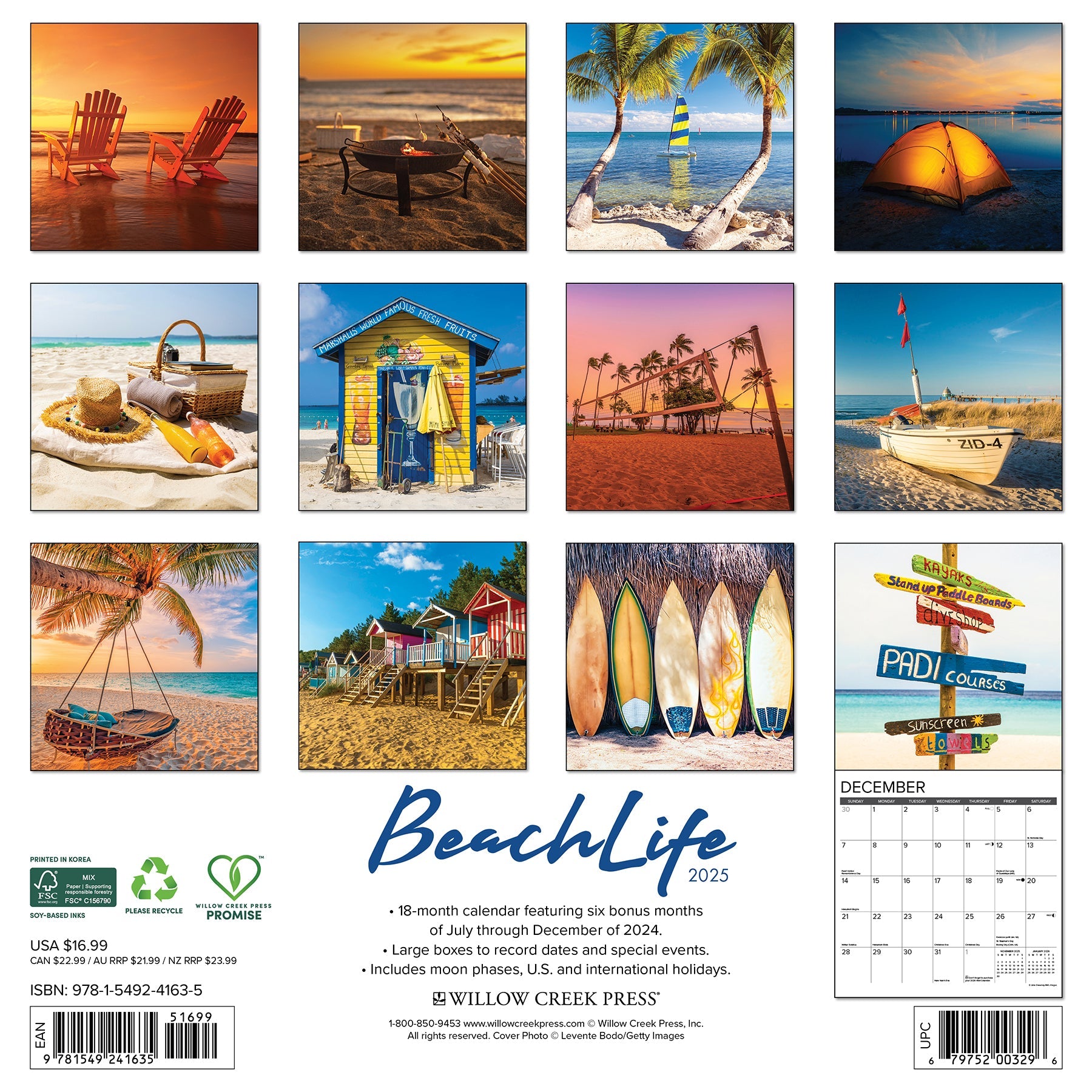 2025 BeachLife - Square Wall Calendar