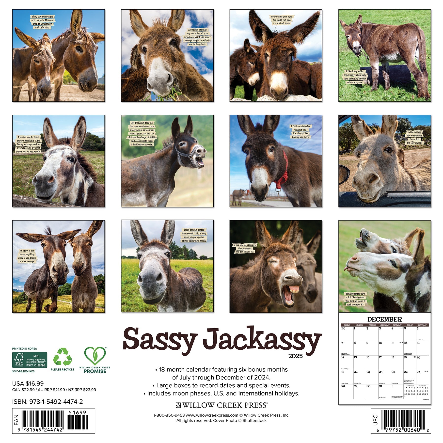 2025 Sassy Jackassy - Square Wall Calendar