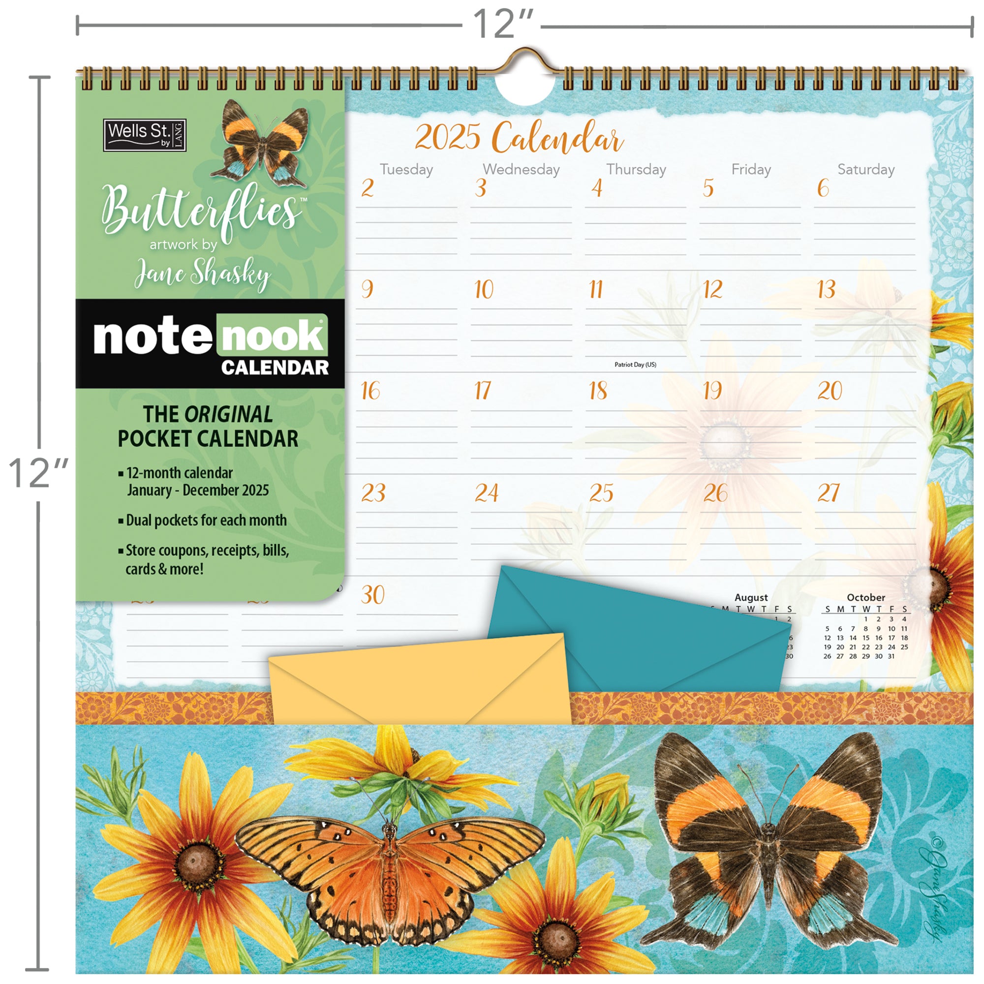2025 Butterflies - LANG Note Nook Square Wall Calendar