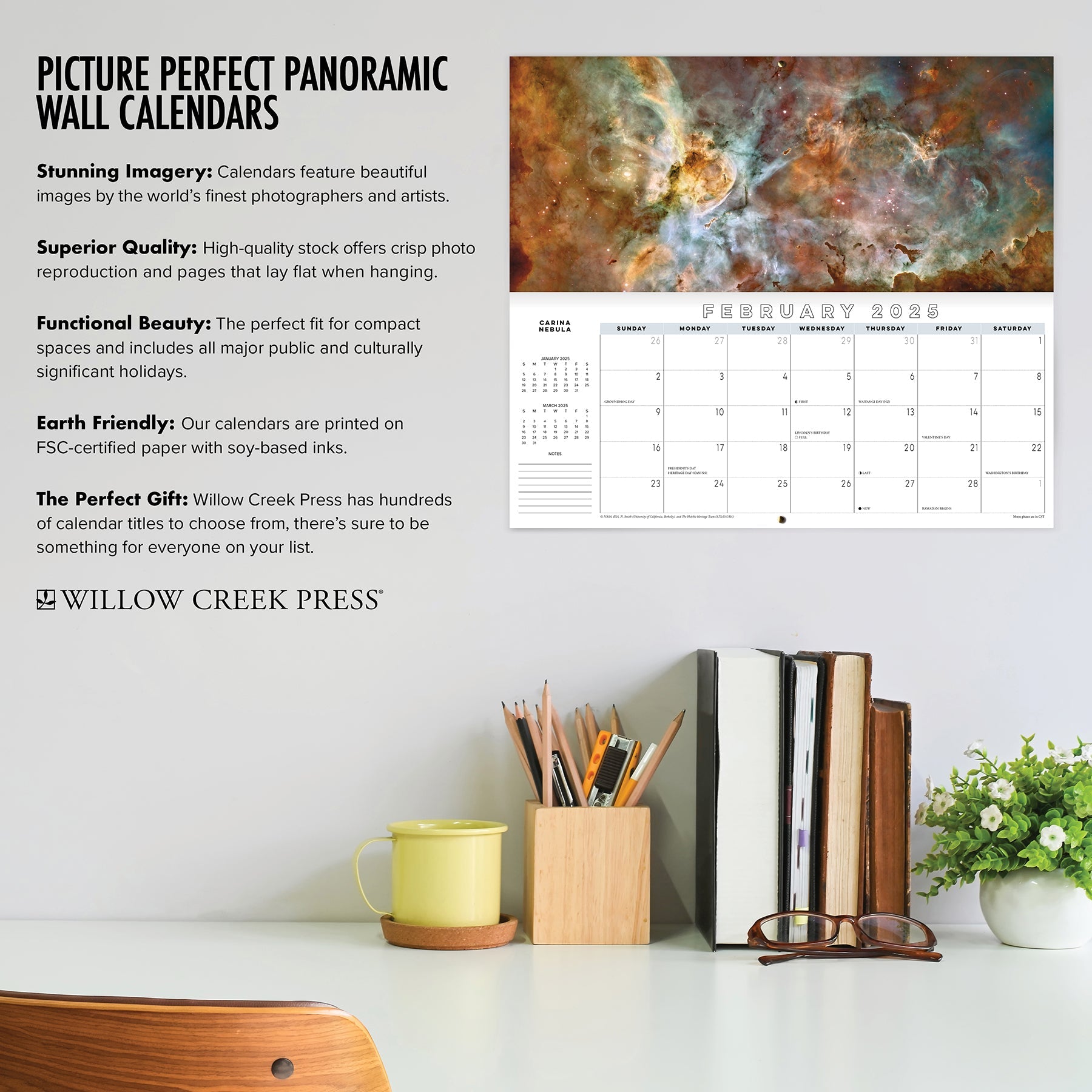 2025 Astronomy Panoramic - Deluxe Wall Calendar