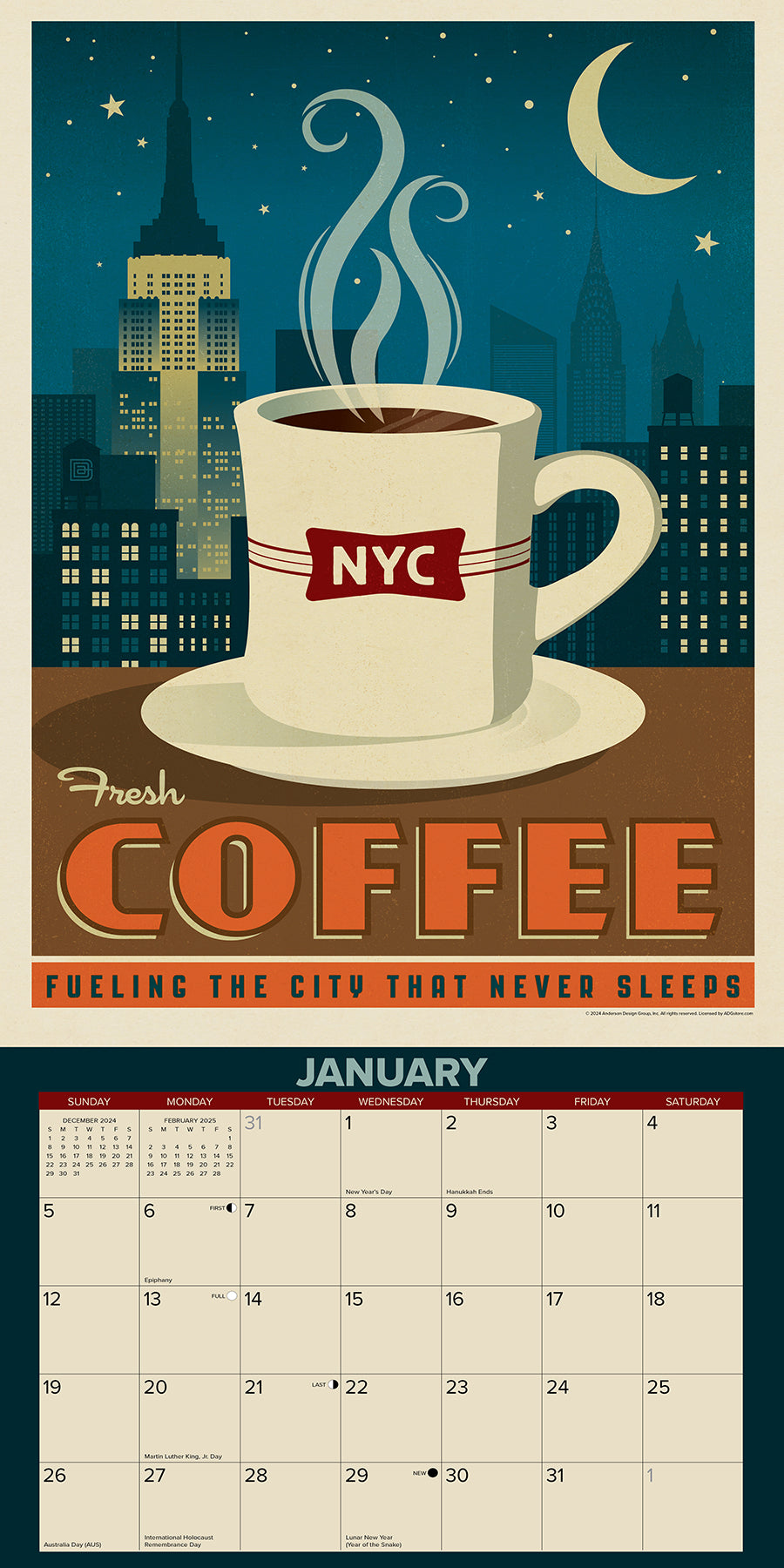 2025 Coffee Delights (Anderson Design Group) - Square Wall Calendar