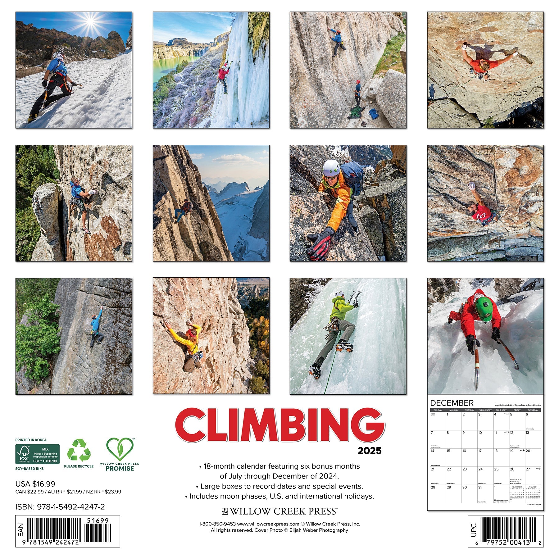 2025 Climbing - Square Wall Calendar