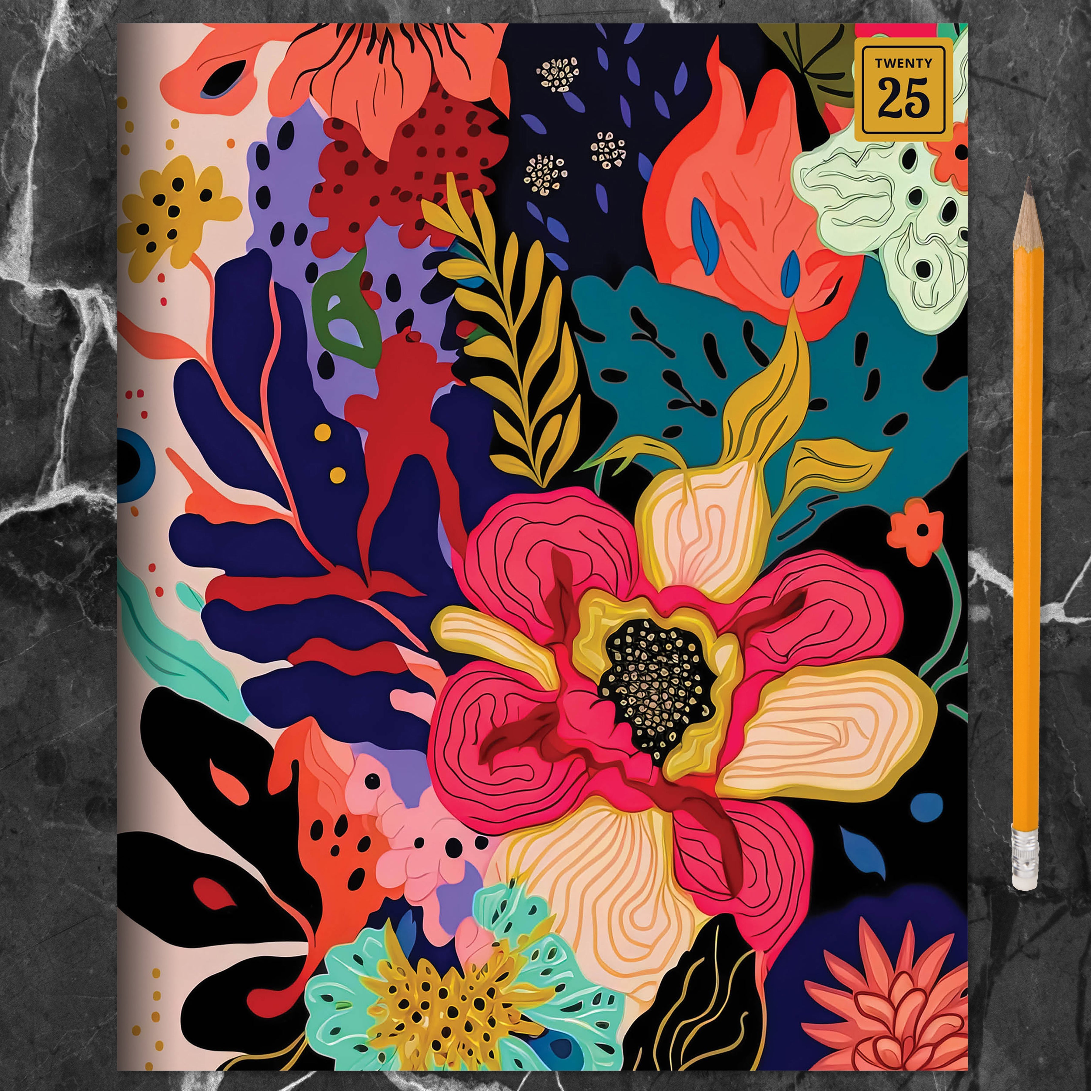 2025 Eclectic Flowers - Medium Monthly Diary/Planner