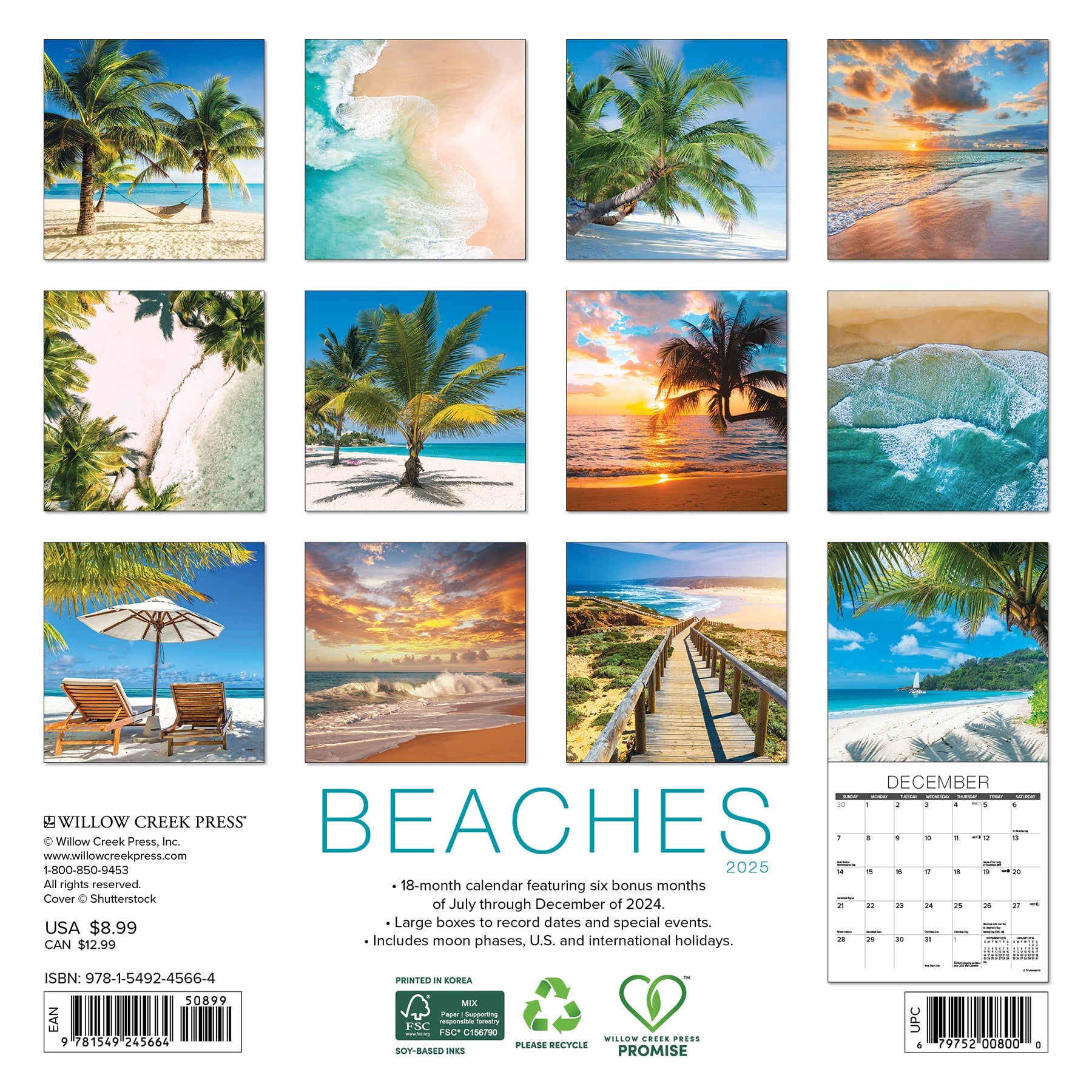 2025 Beaches - Mini Wall Calendar