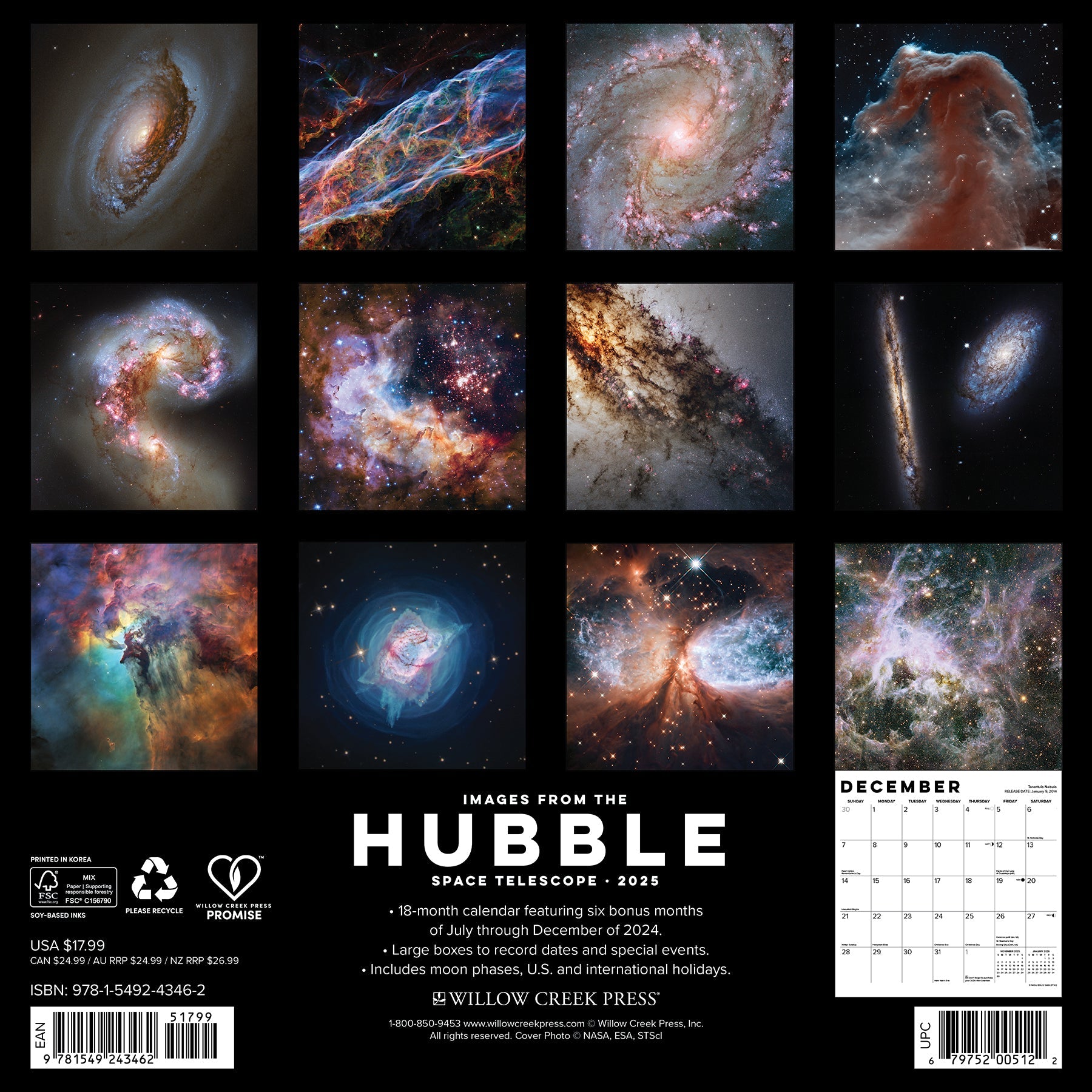 2025 Images from the Hubble Space Telescope (w/foil) - Square Wall Calendar