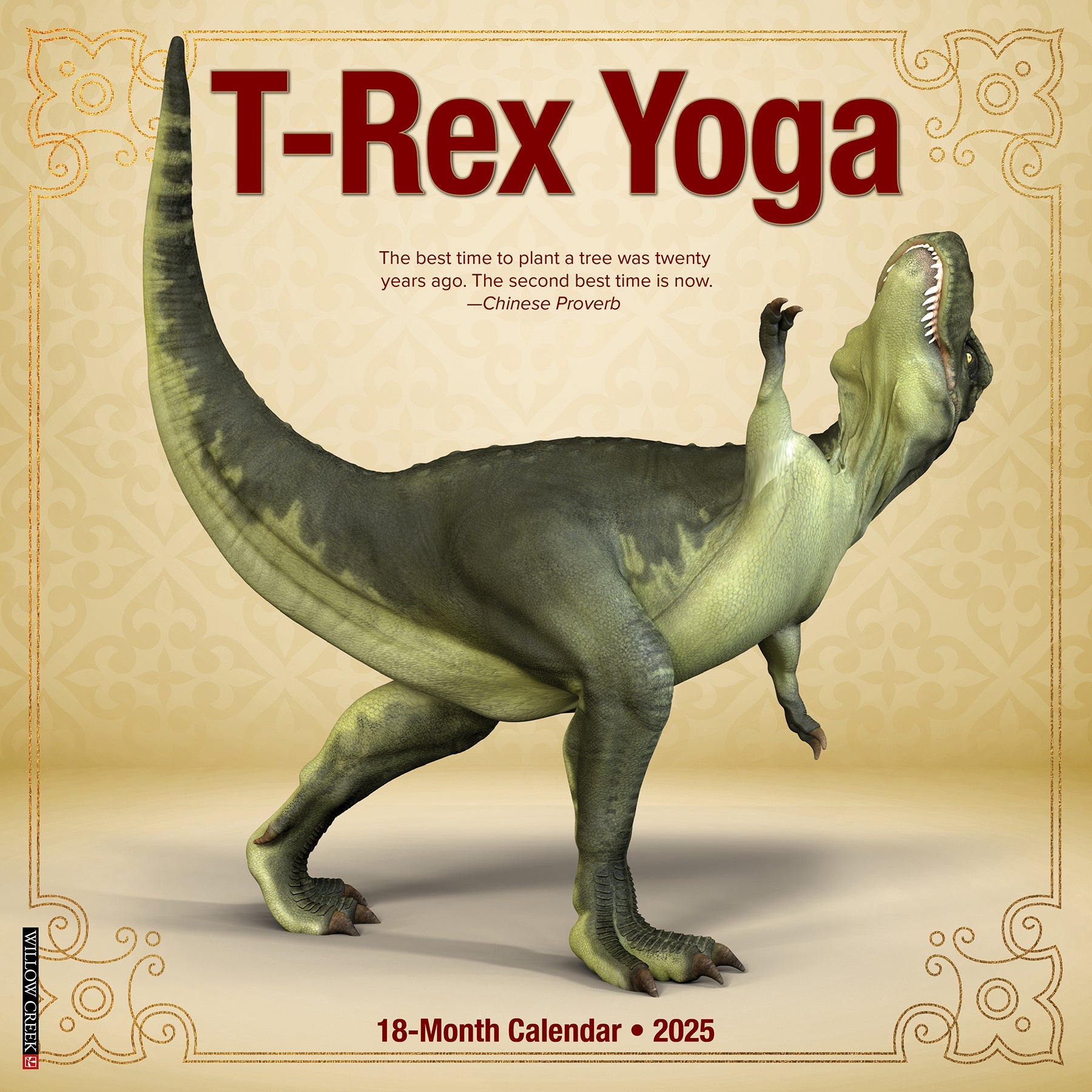 2025 T-Rex Yoga - Square Wall Calendar