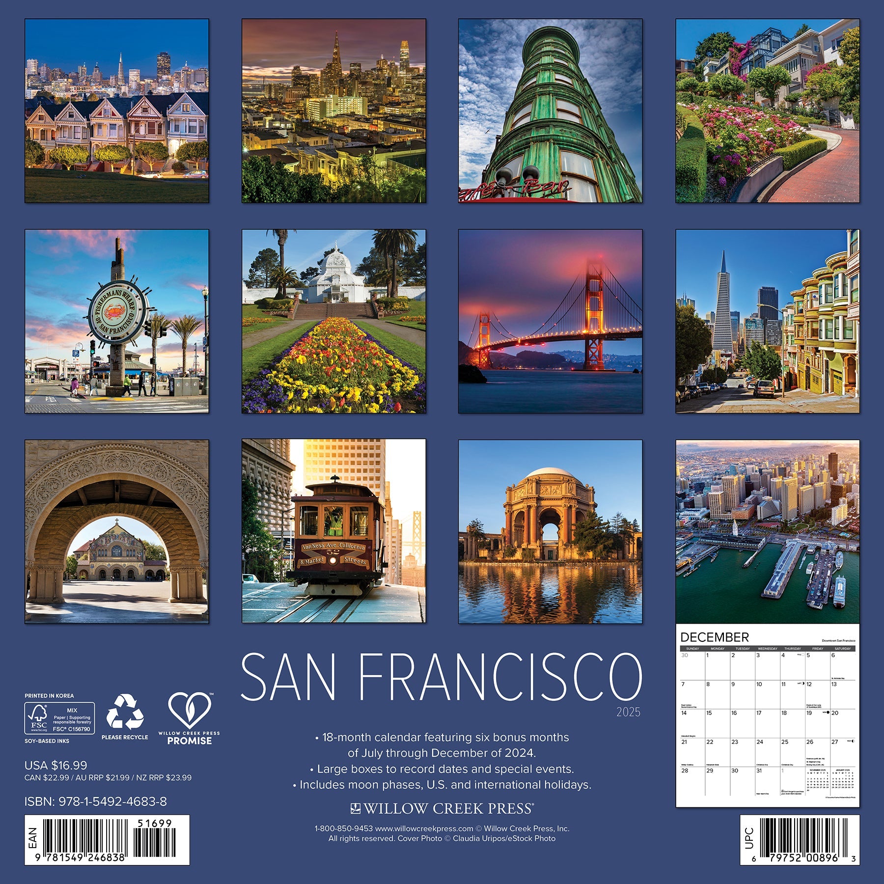 2025 San Francisco - Square Wall Calendar