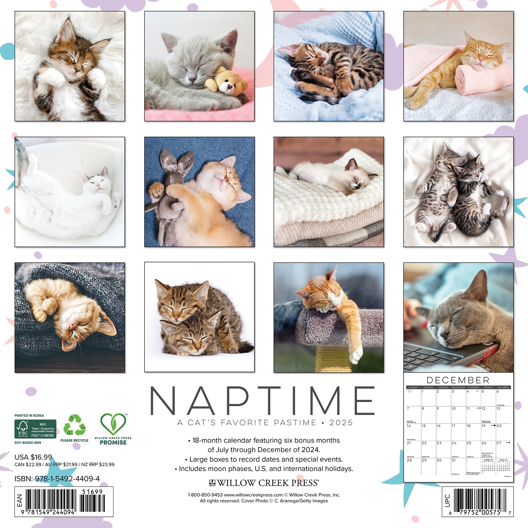 2025 Naptime: A Cat's Favorite Pastime - Square Wall Calendar