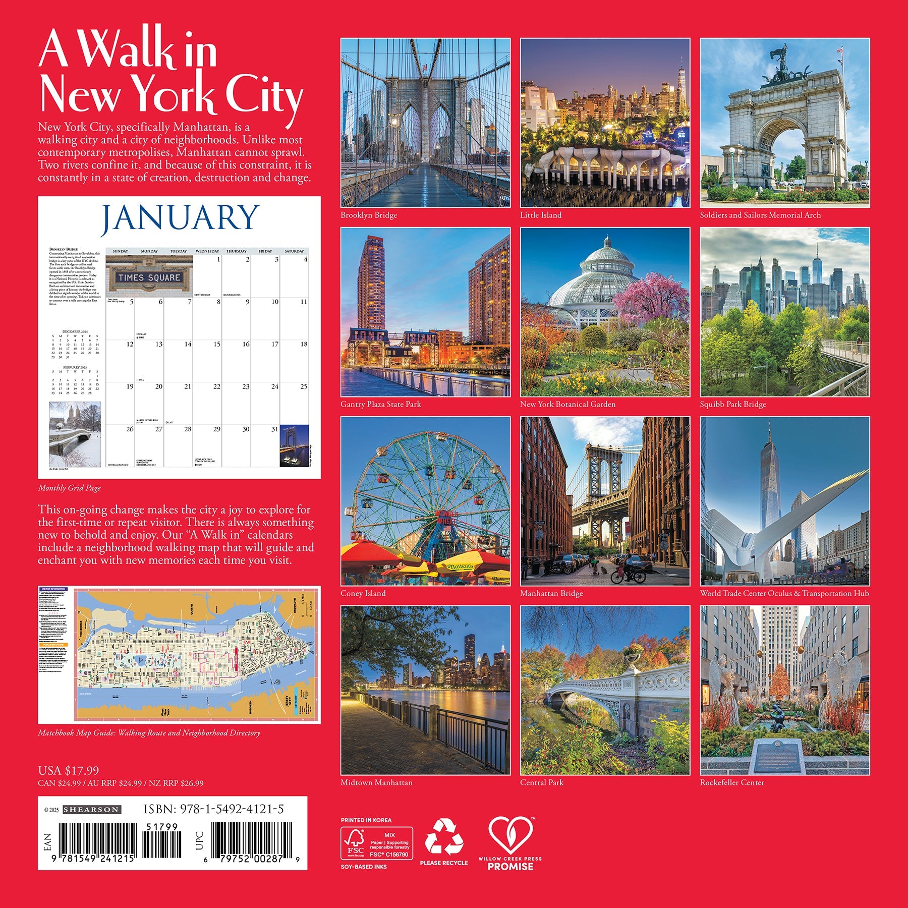 2025 A Walk in New York City - Square Wall Calendar