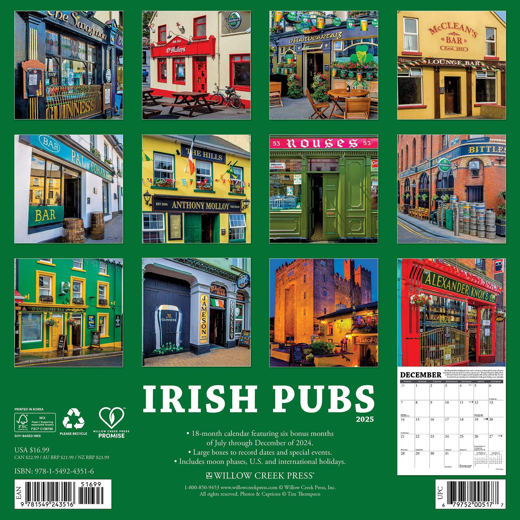 2025 Irish Pubs - Square Wall Calendar