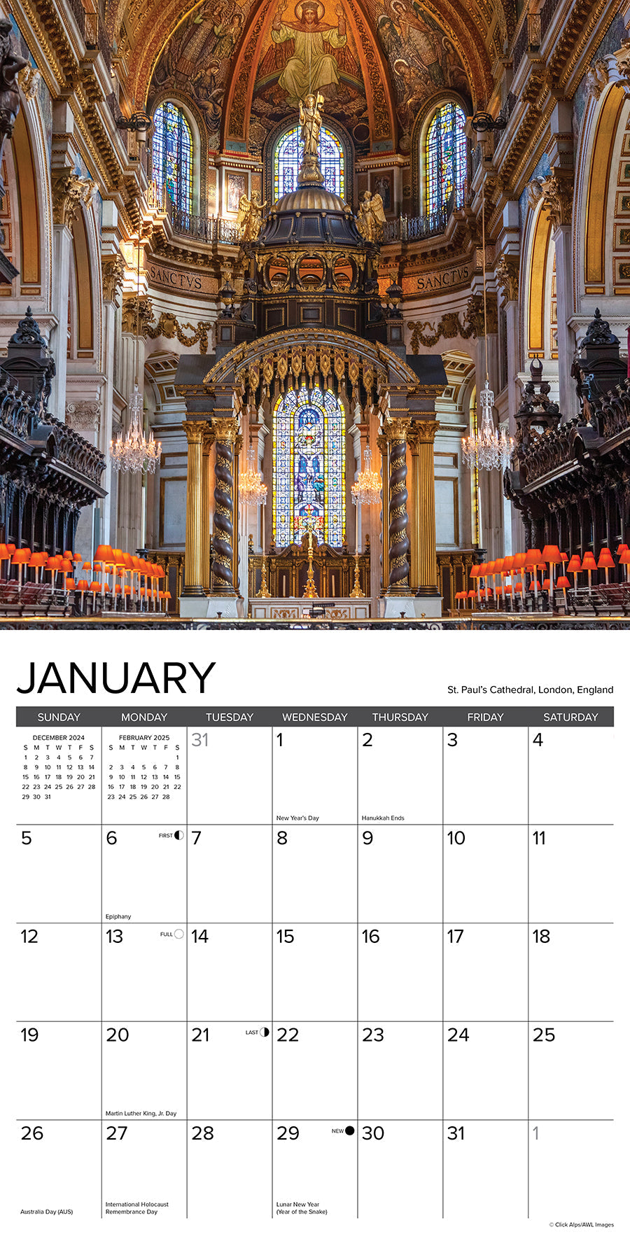 2025 Cathedrals - Square Wall Calendar