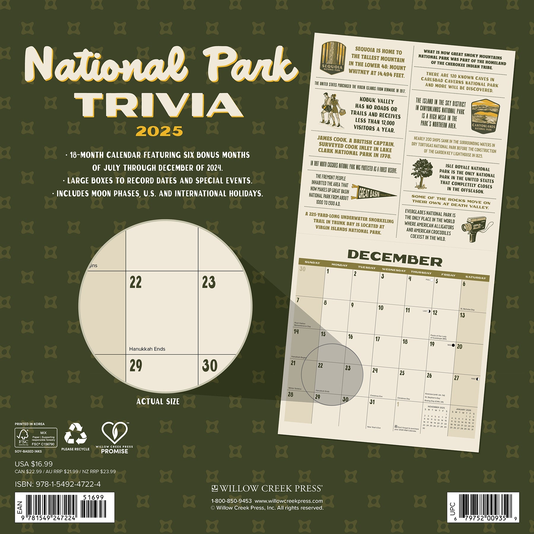 2025 National Park Trivia - Square Wall Calendar