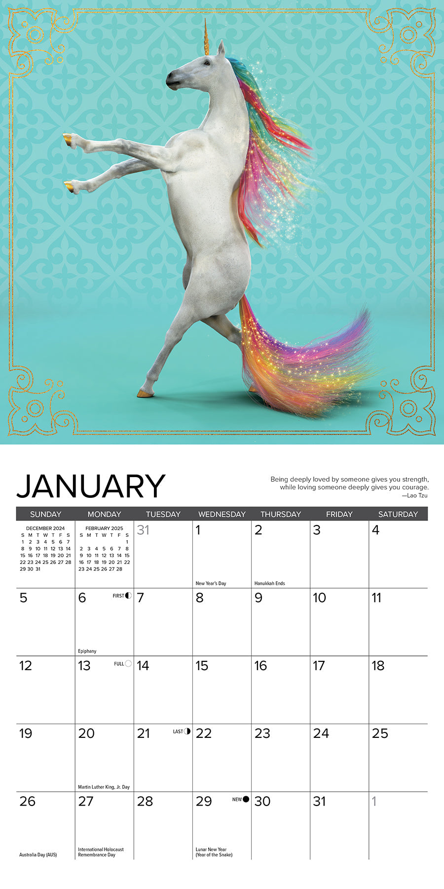 2025 Unicorn Yoga - Mini Wall Calendar