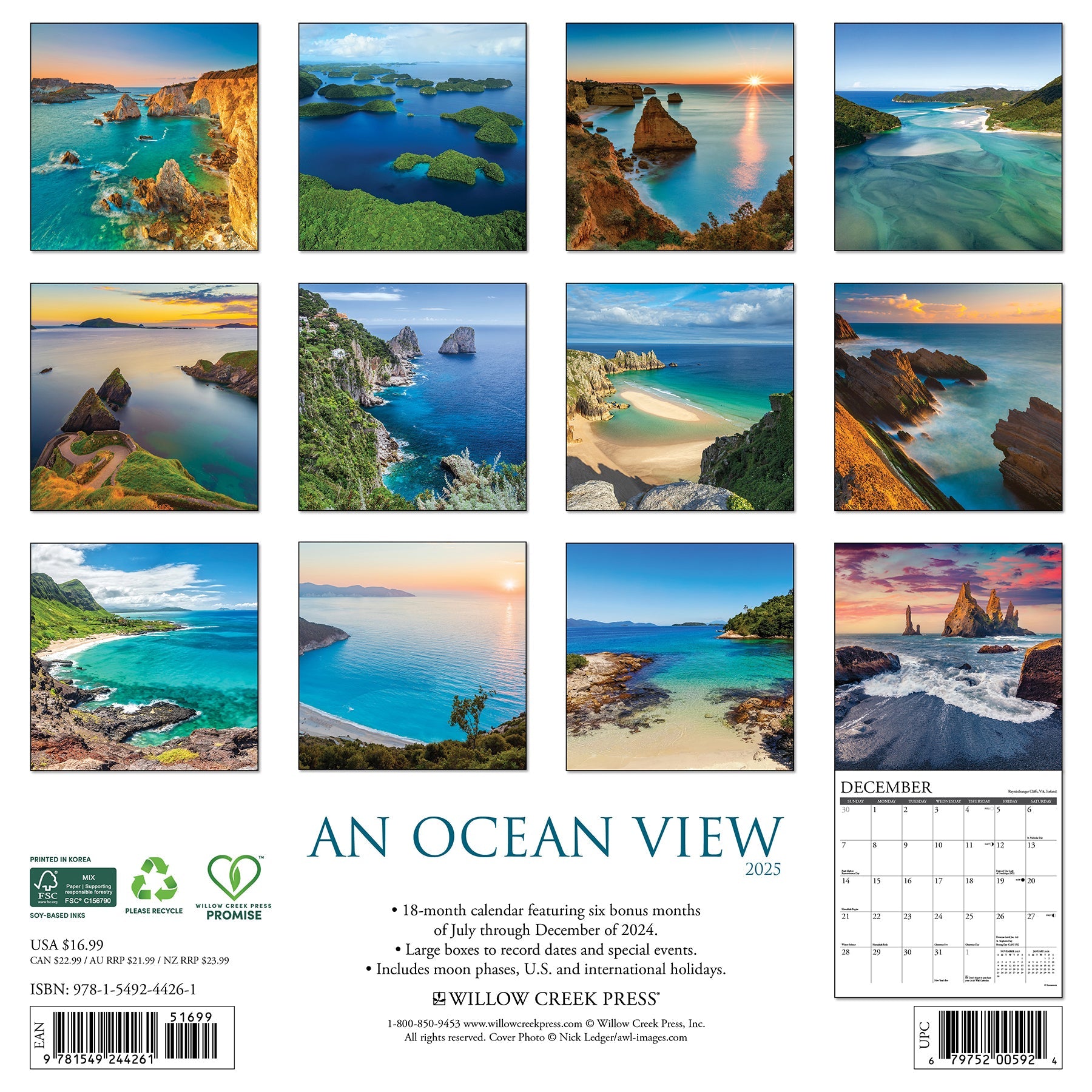 2025 Ocean View - Square Wall Calendar