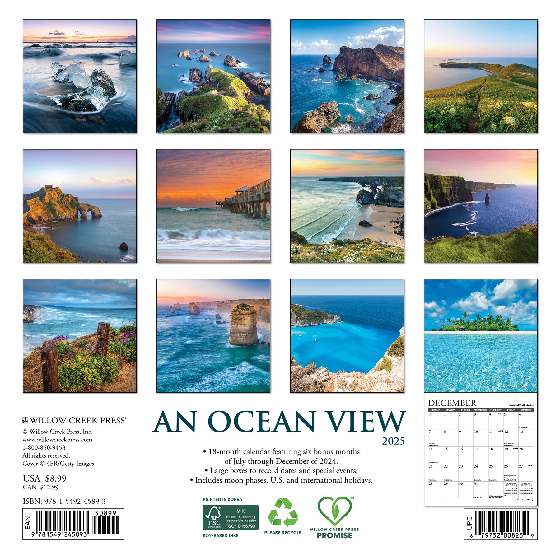 2025 Ocean View - Mini Wall Calendar