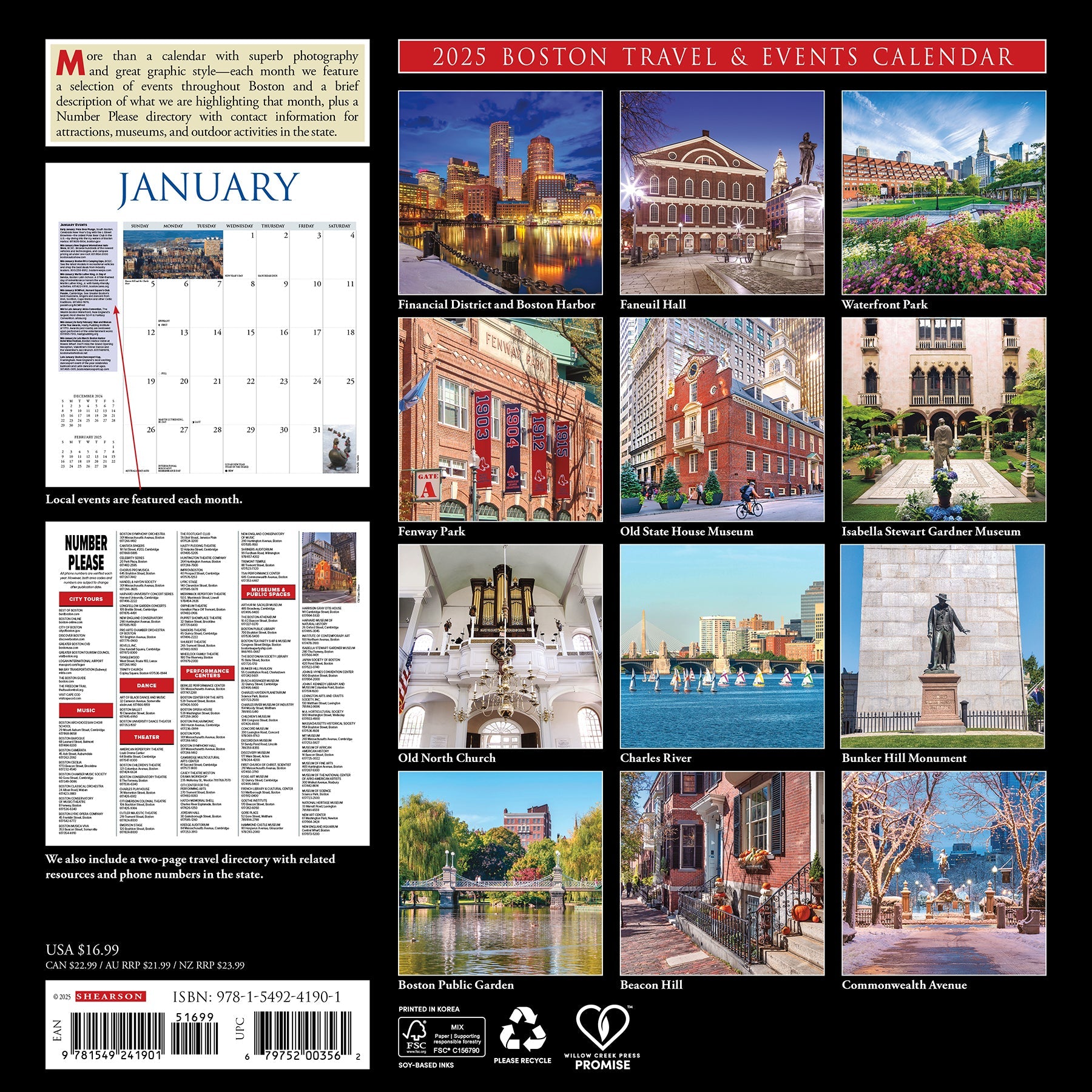 2025 Boston - Square Wall Calendar