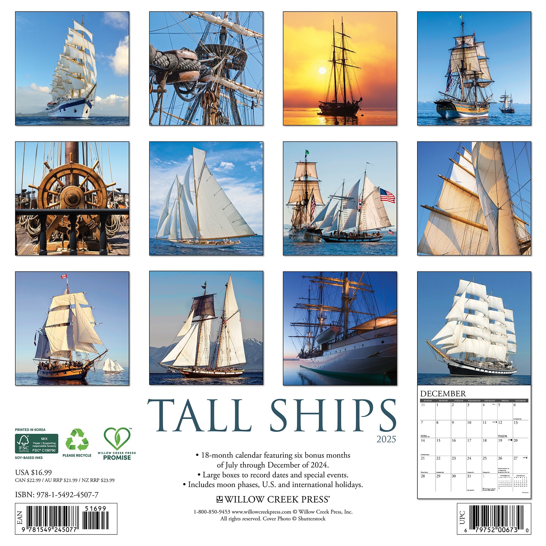 2025 Tall Ships - Square Wall Calendar