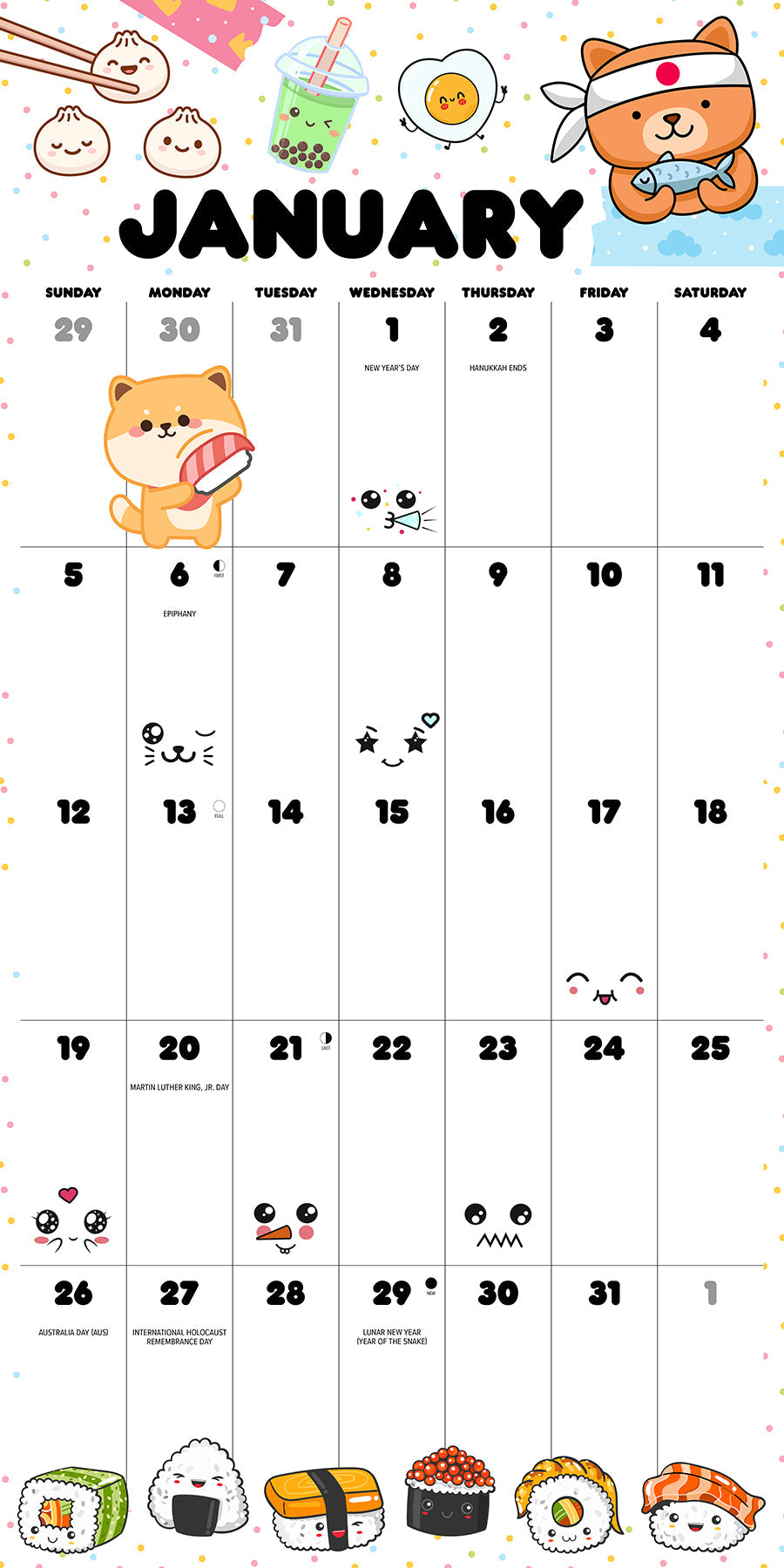 2025 Kawaii - Square Wall Calendar