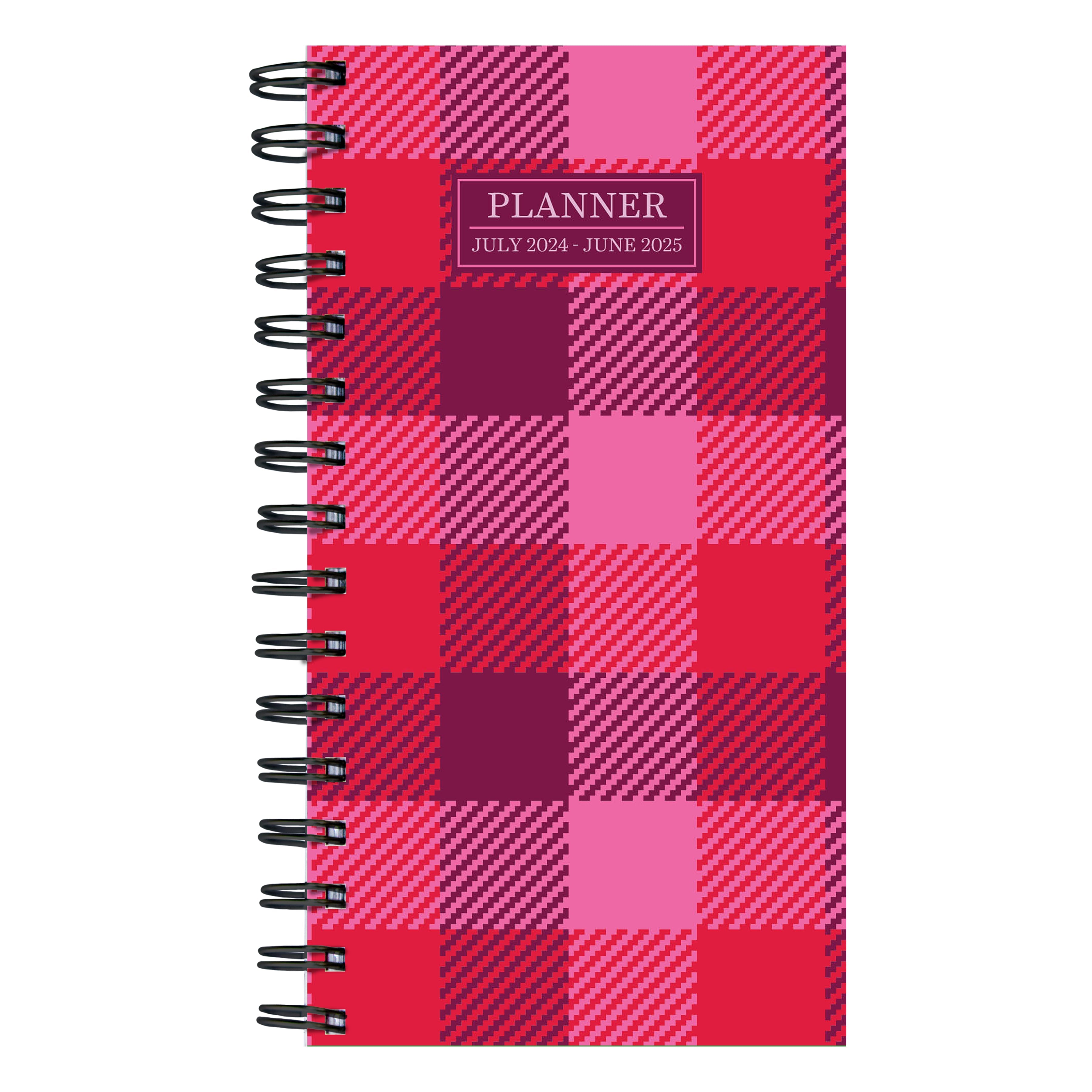 2025 Pink Plaid - Small Monthly & Weekly Pocket Diary/Planner