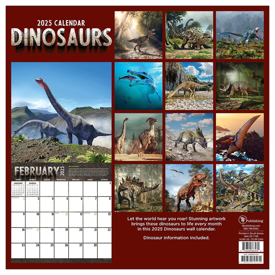 2025 Dinosaurs - Square Wall Calendar