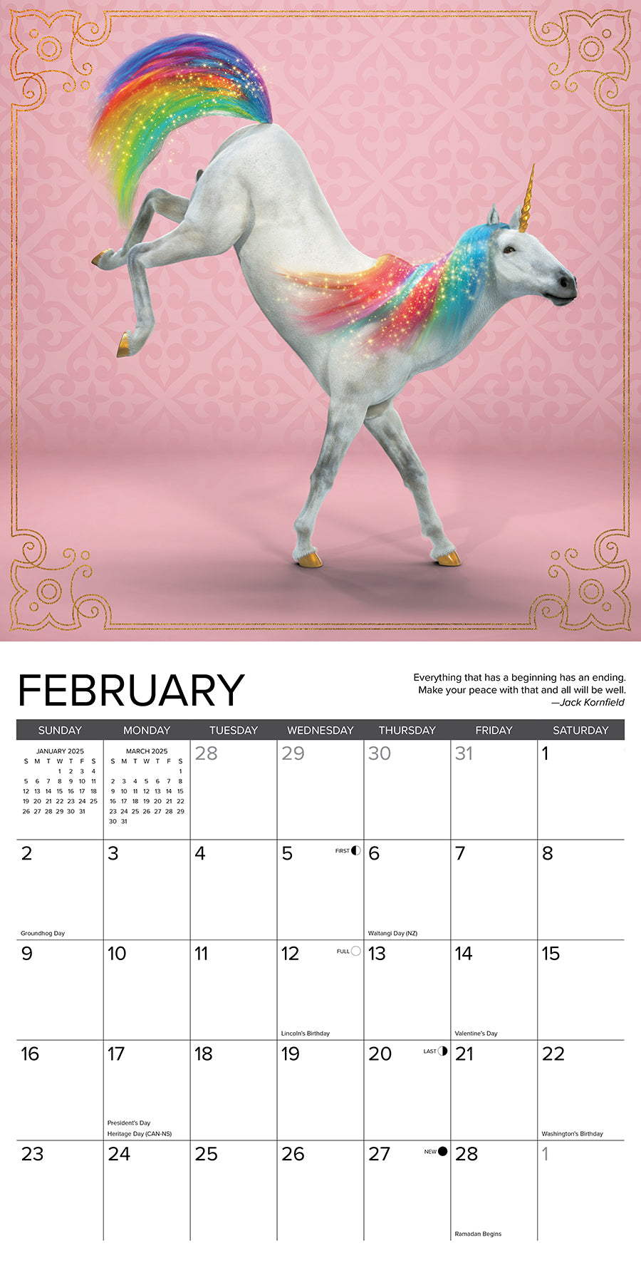 2025 Unicorn Yoga - Square Wall Calendar